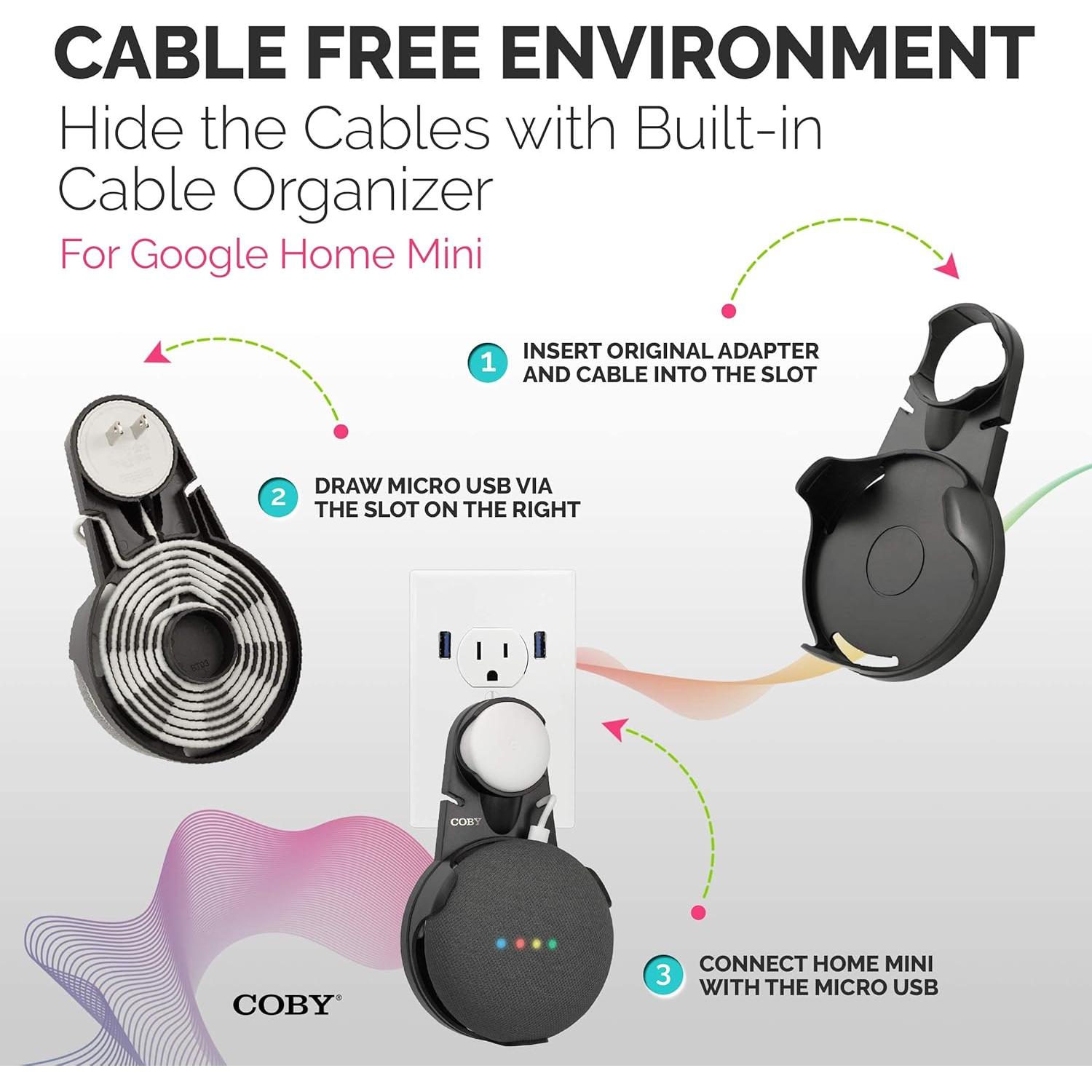 Soporte de Pared Coby para Altavoz Google Home Mini Negro