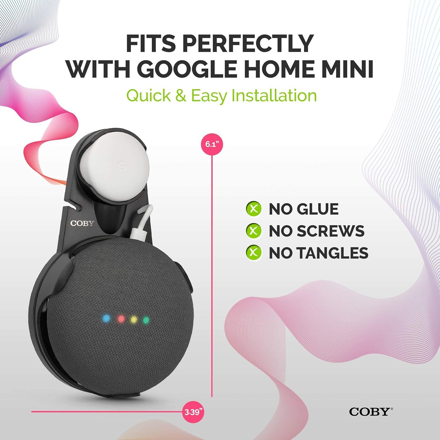 Soporte de Pared Coby para Altavoz Google Home Mini Negro