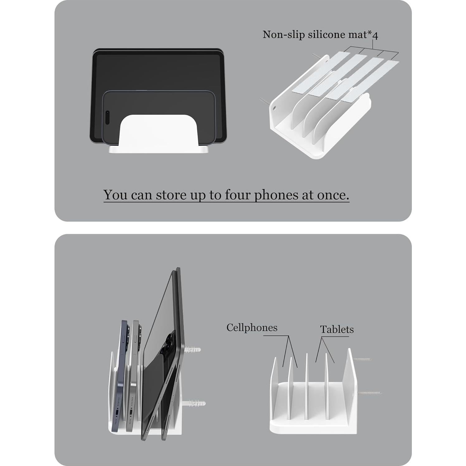 Soporte de Pared para Smartphones y Tablets NOTMBESTM 4 Ranuras