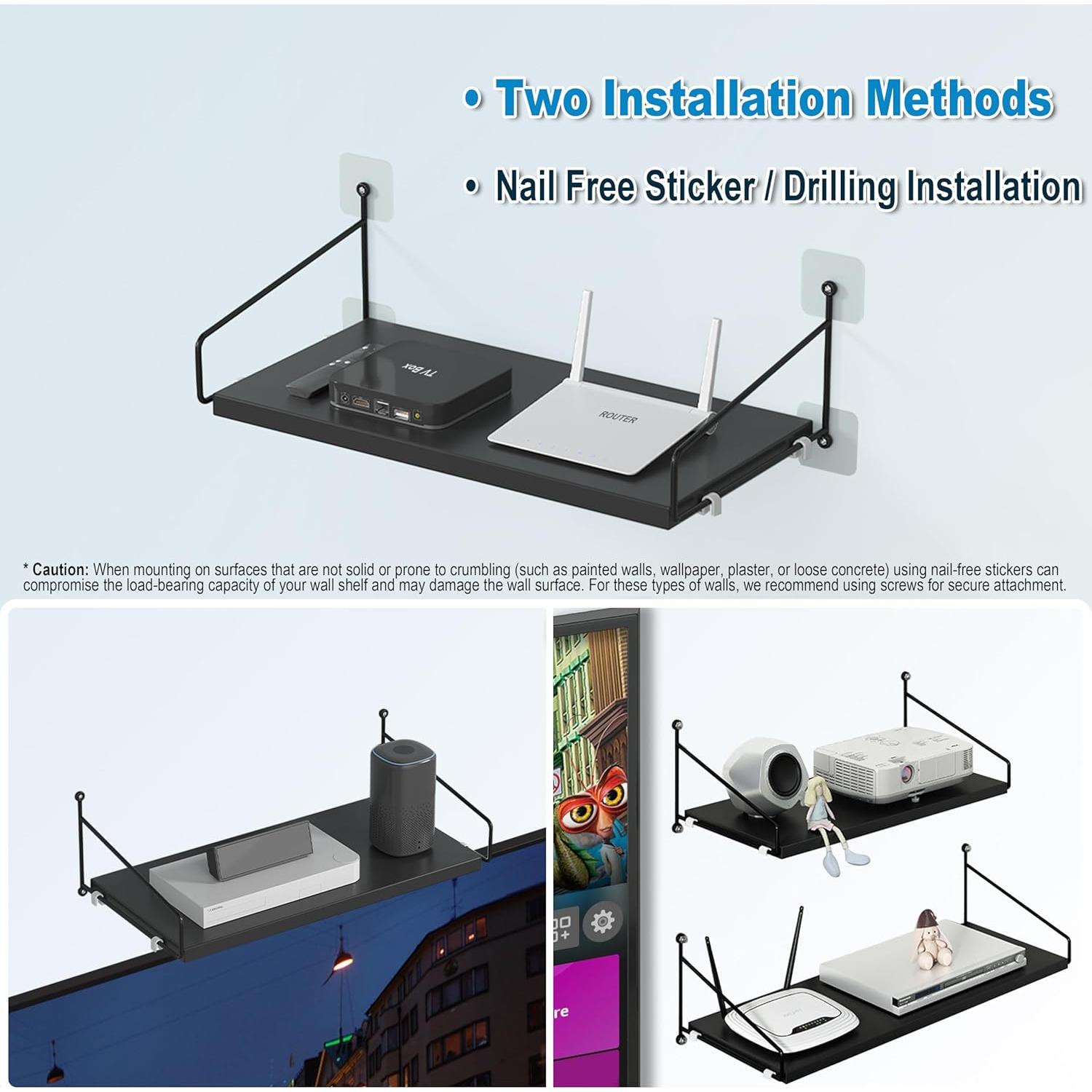 Estante Flotante Negro Wisfame para Dispositivos AV 40x20 cm