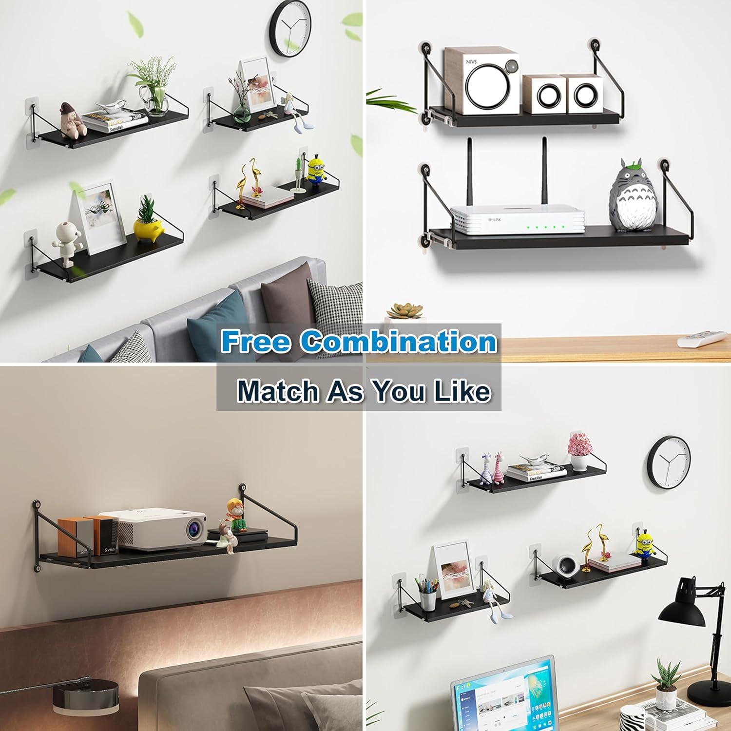 Estante Flotante Negro Wisfame para Dispositivos AV 40x20 cm