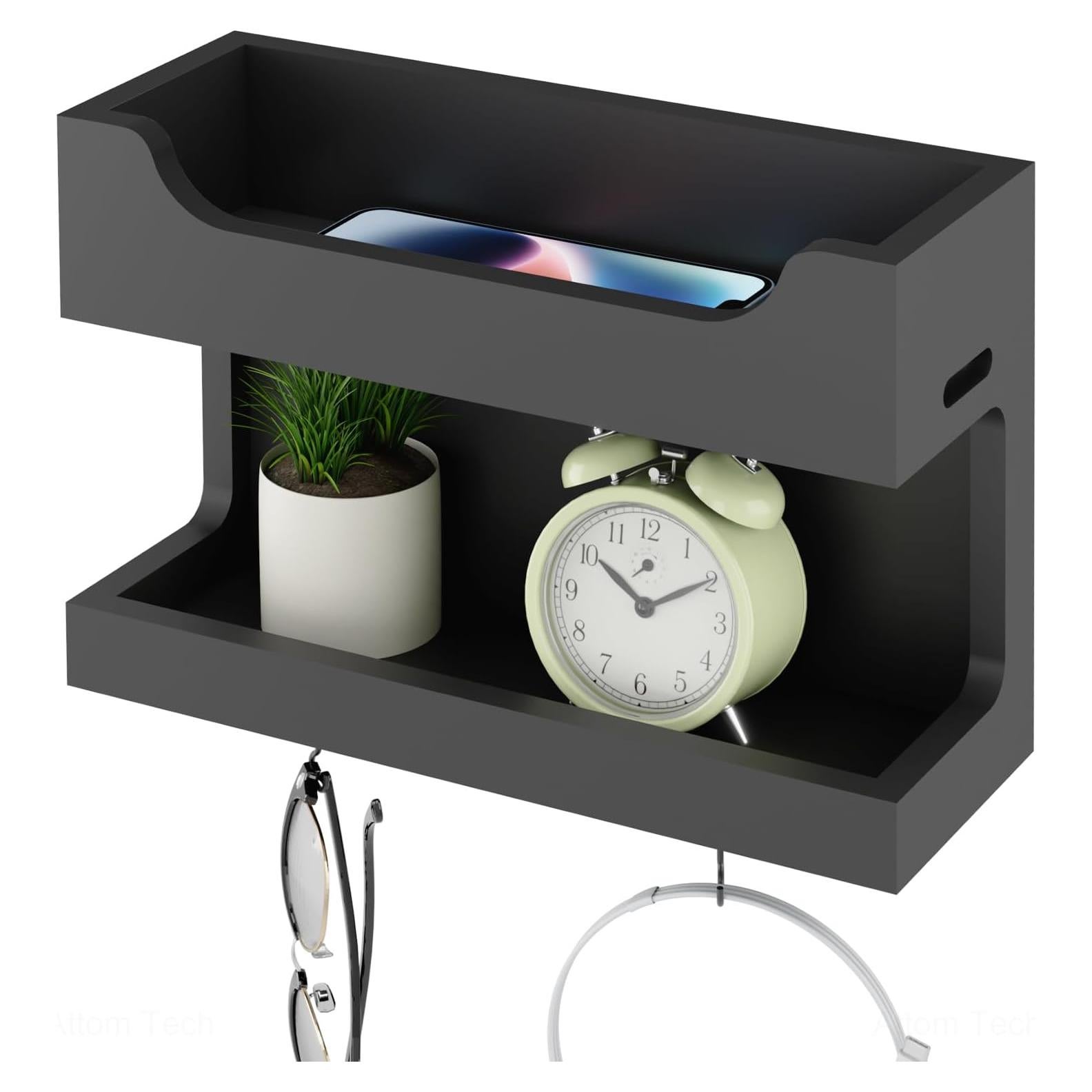 Organizador de Noche de Madera NiHome con Ganchos Magnéticos