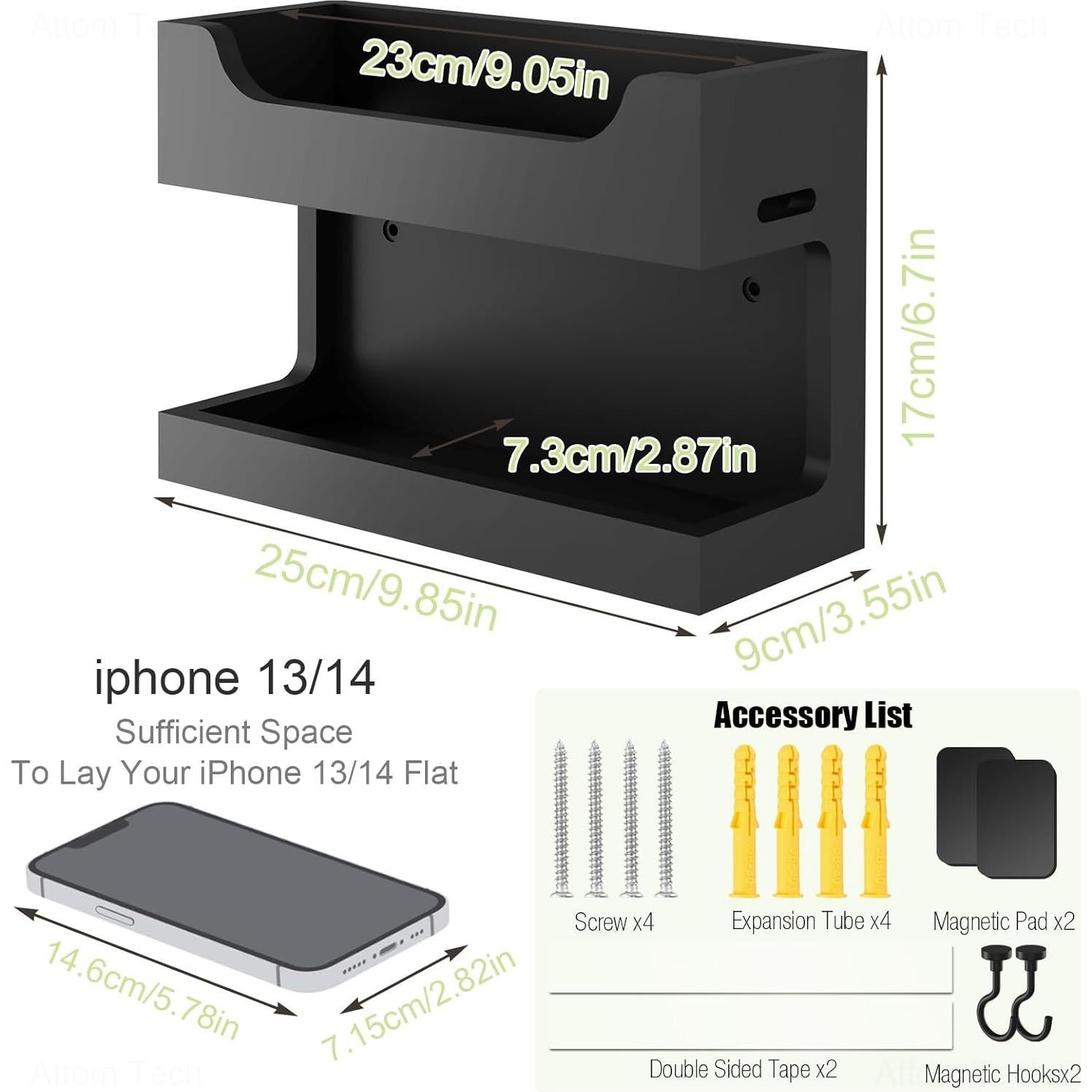 Organizador de Noche de Madera NiHome con Ganchos Magnéticos