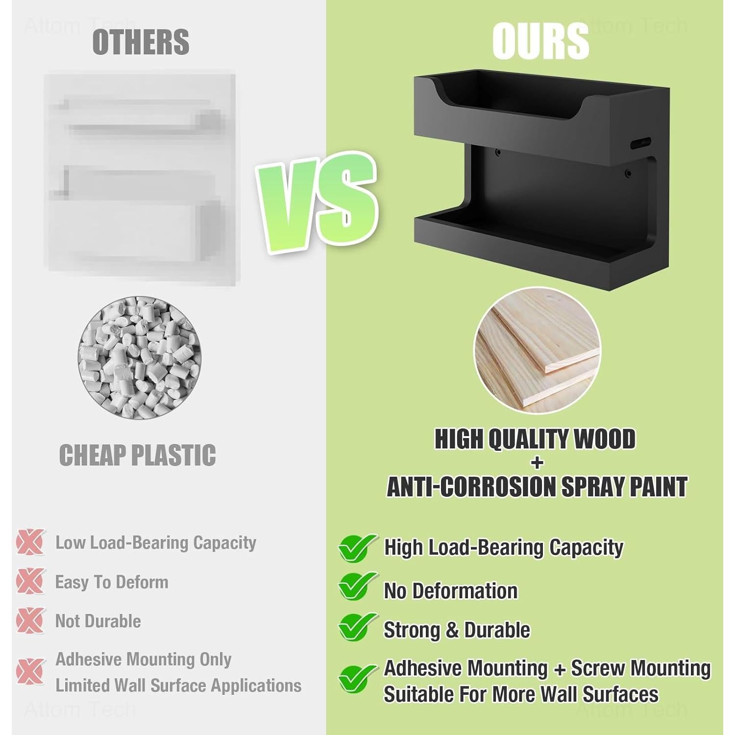 Organizador de Noche de Madera NiHome con Ganchos Magnéticos