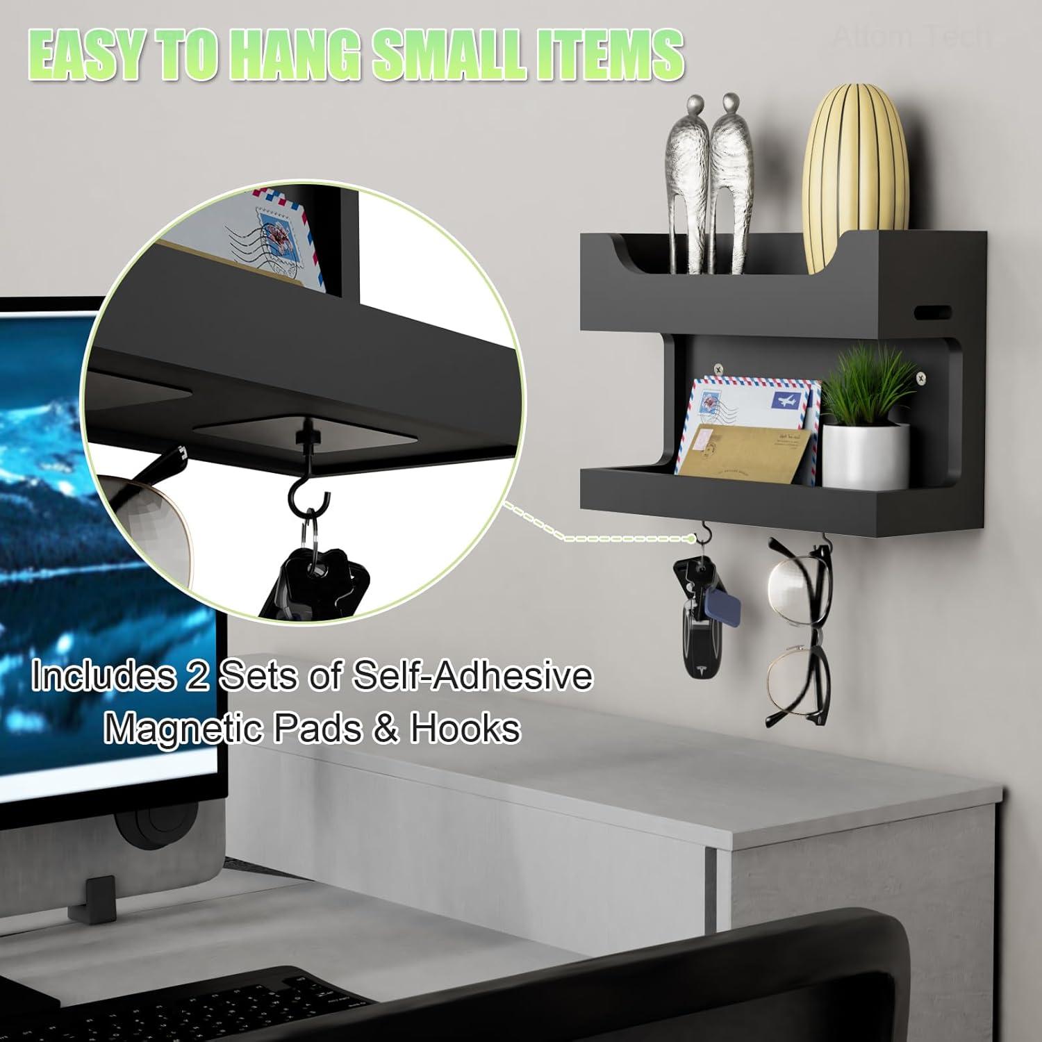 Organizador de Noche de Madera NiHome con Ganchos Magnéticos