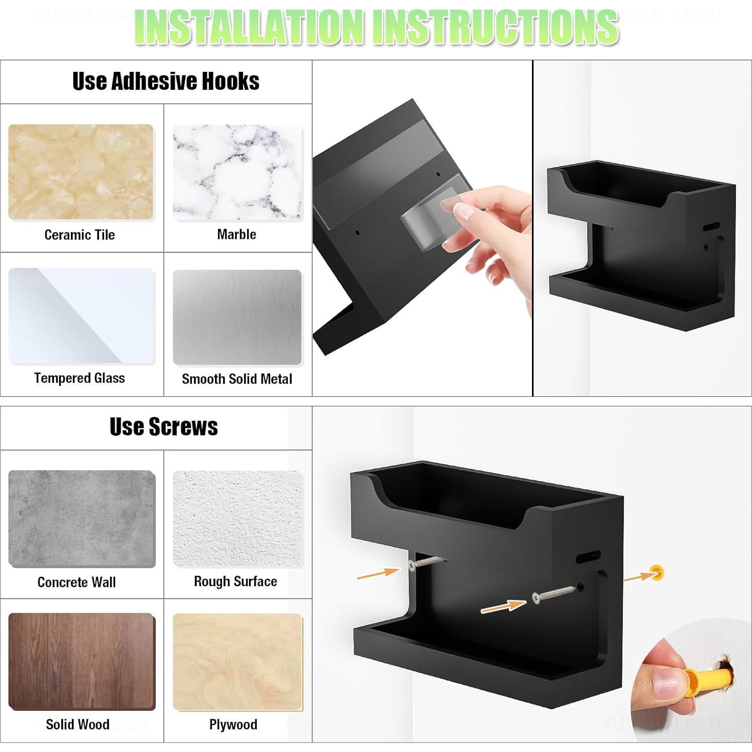 Organizador de Noche de Madera NiHome con Ganchos Magnéticos