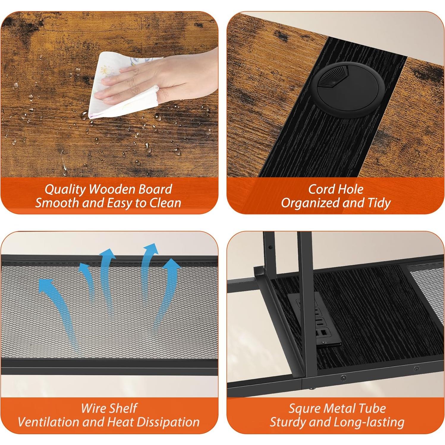 Soporte de TV flotante Smusei 135 cm con enchufes y cajones