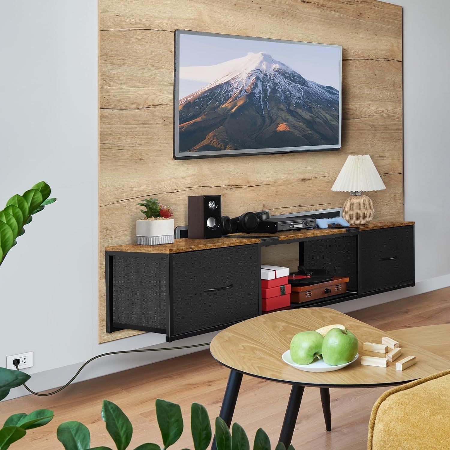 Soporte de TV flotante Smusei 135 cm con enchufes y cajones