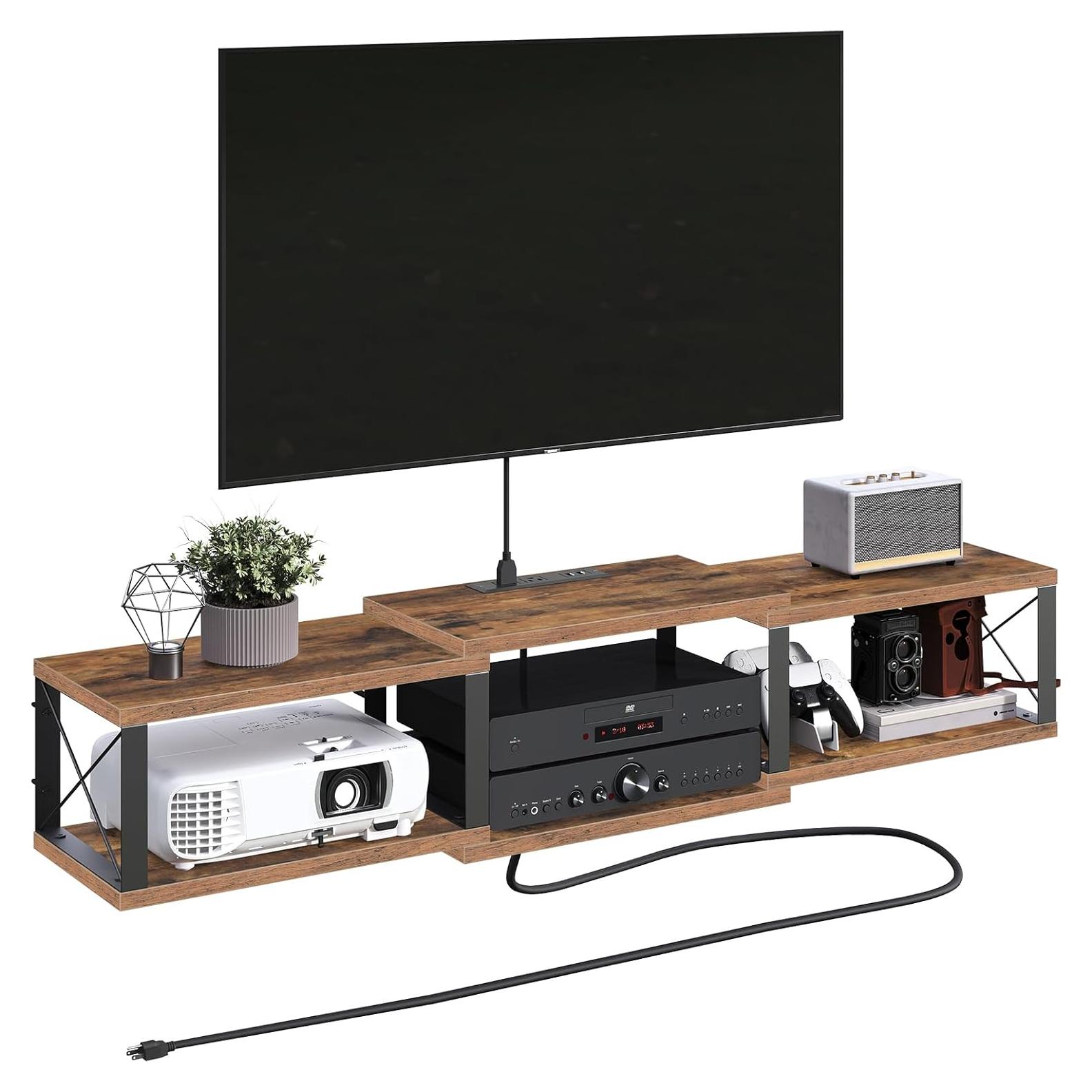 Soporte de TV Flotante MAHANCRIS Marrón Rústico 111 cm