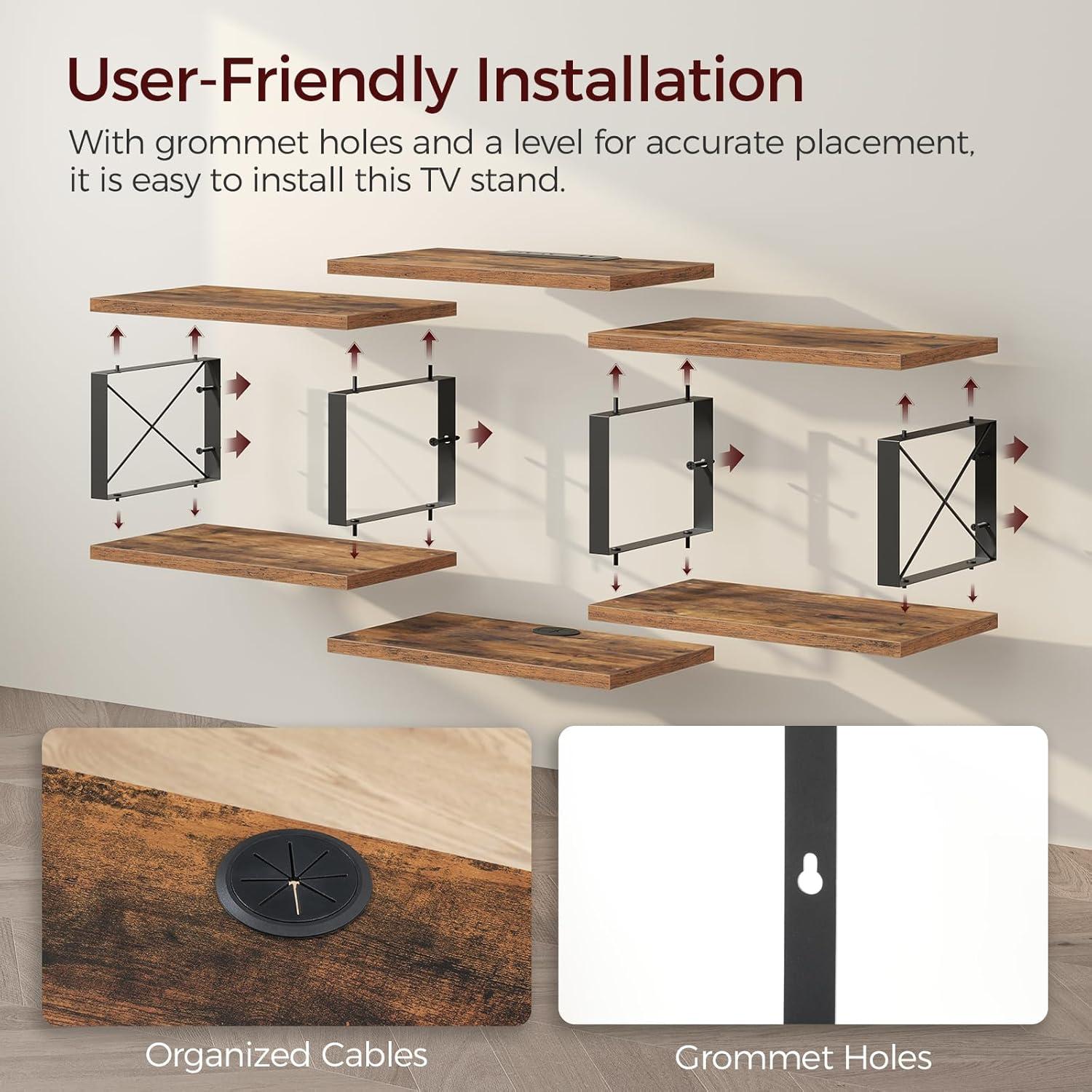 Soporte de TV Flotante MAHANCRIS Marrón Rústico 111 cm