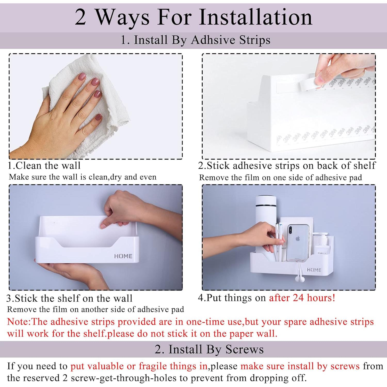 Estante de Noche Adhesivo MATIMASU - Organizador Pared 24x10 cm