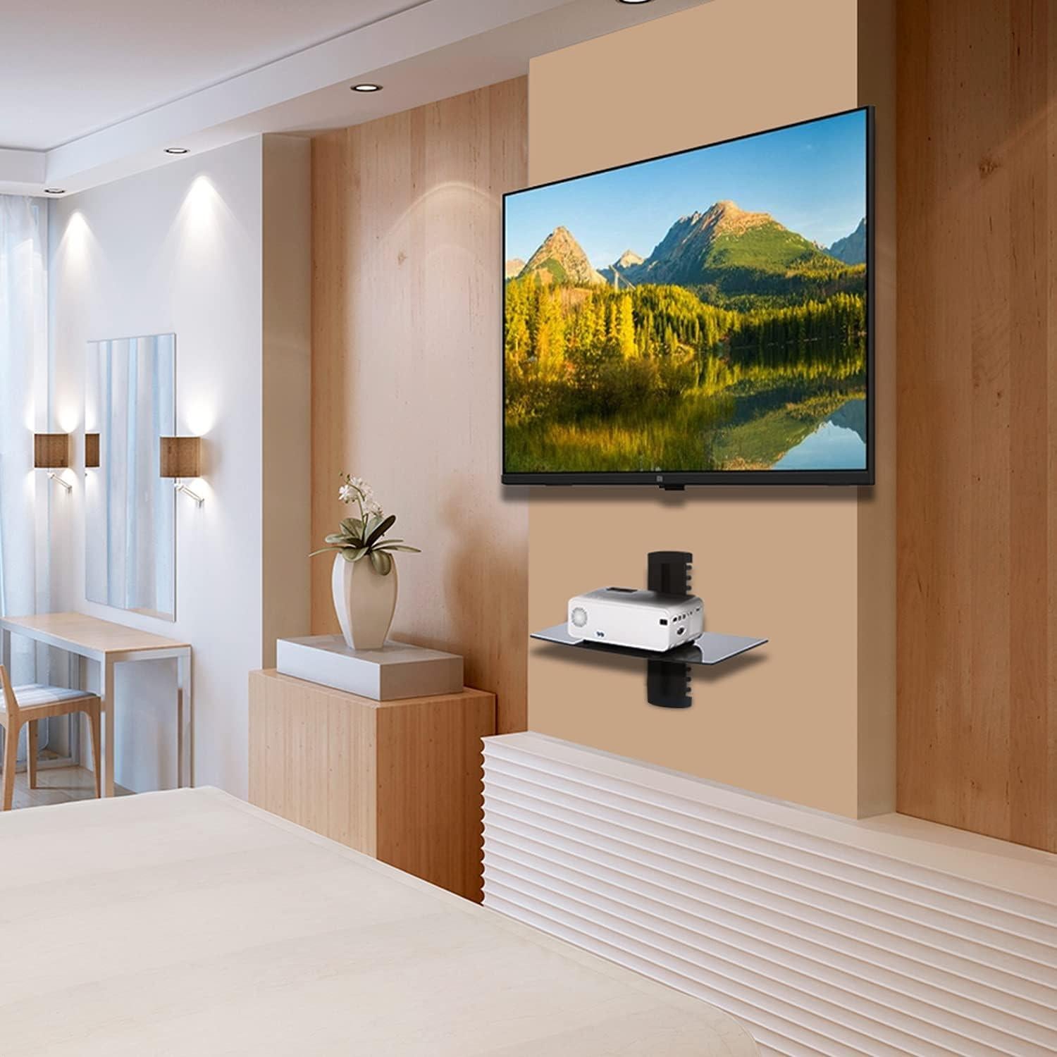 Estante Flotante WALI CS201B Negro Vidrio Templado 8kg