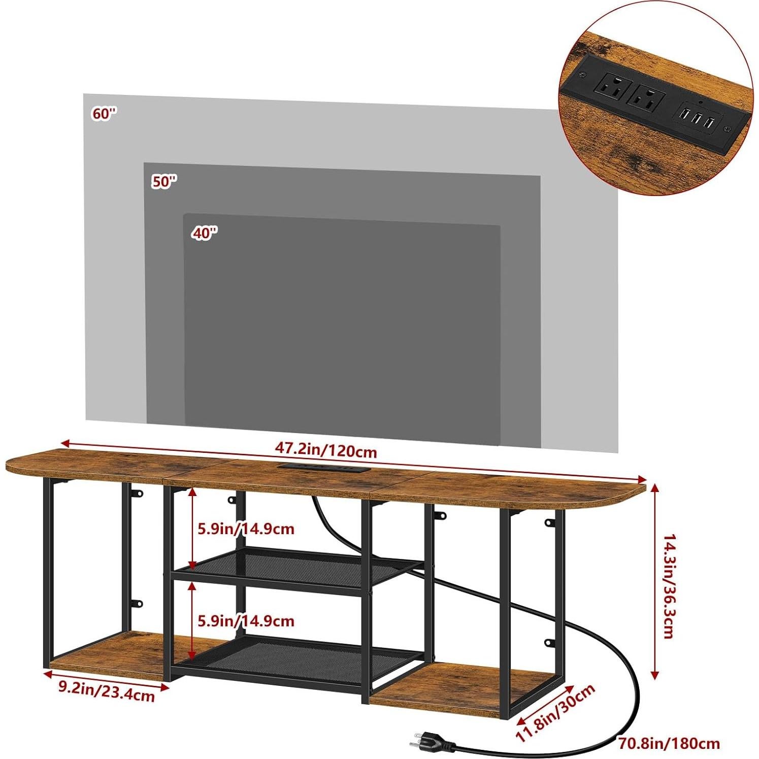 Soporte de TV flotante Fogein 119 cm con toma de corriente