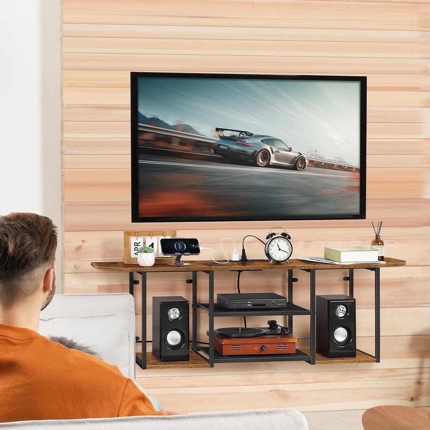 Soporte de TV flotante Fogein 119 cm con toma de corriente