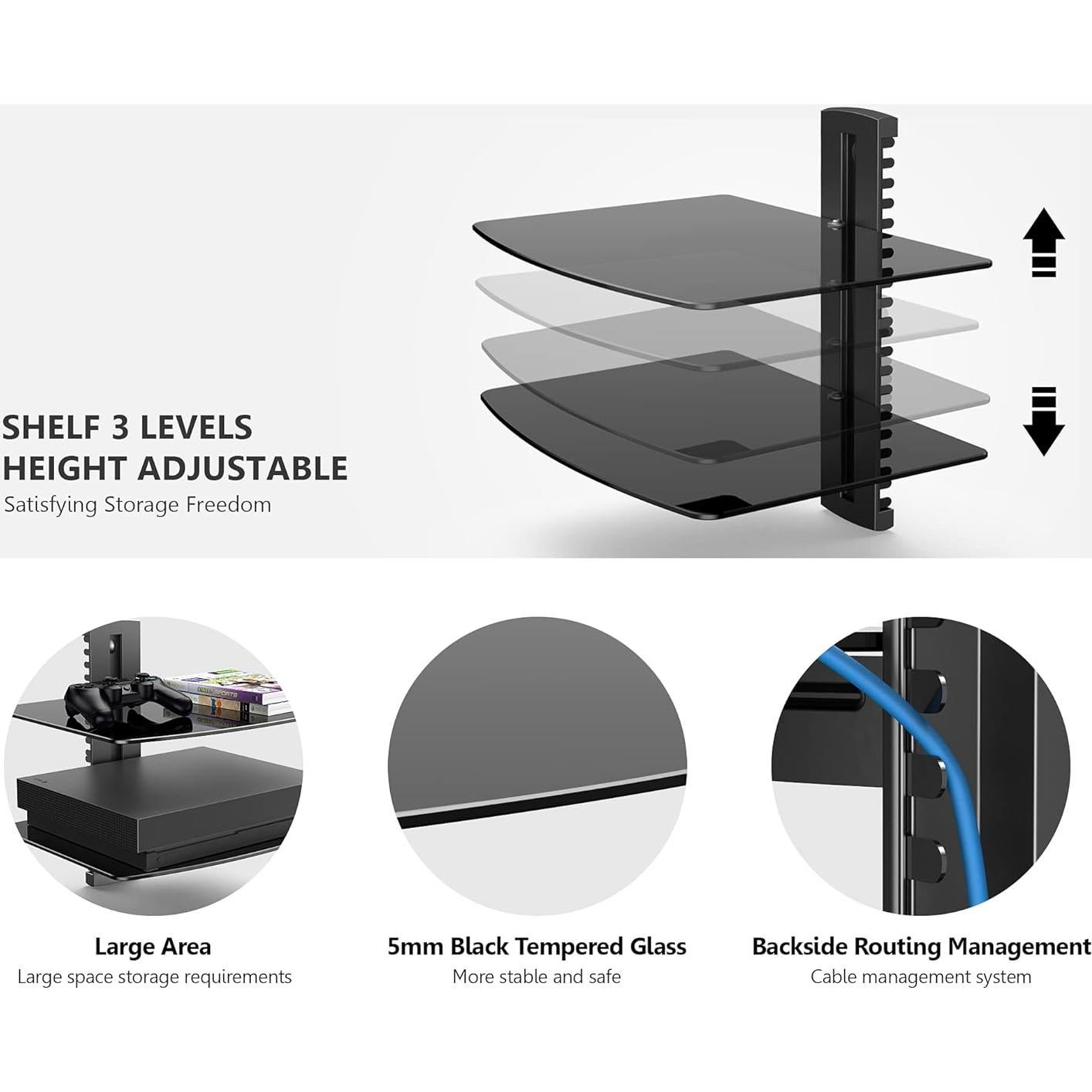 Estante Flotante FITUEYES de 2 Niveles para TV Negro