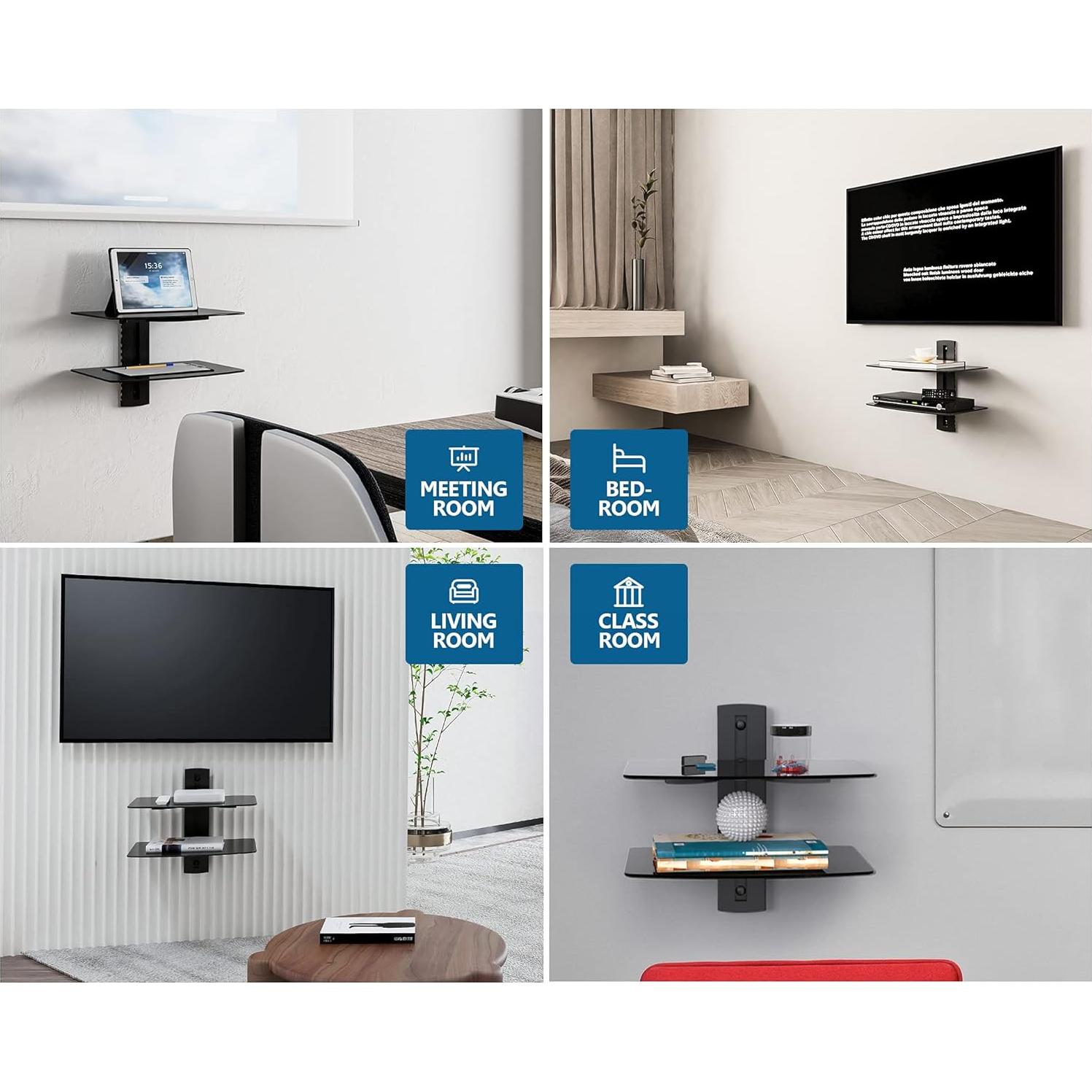 Estante Flotante FITUEYES de 2 Niveles para TV Negro