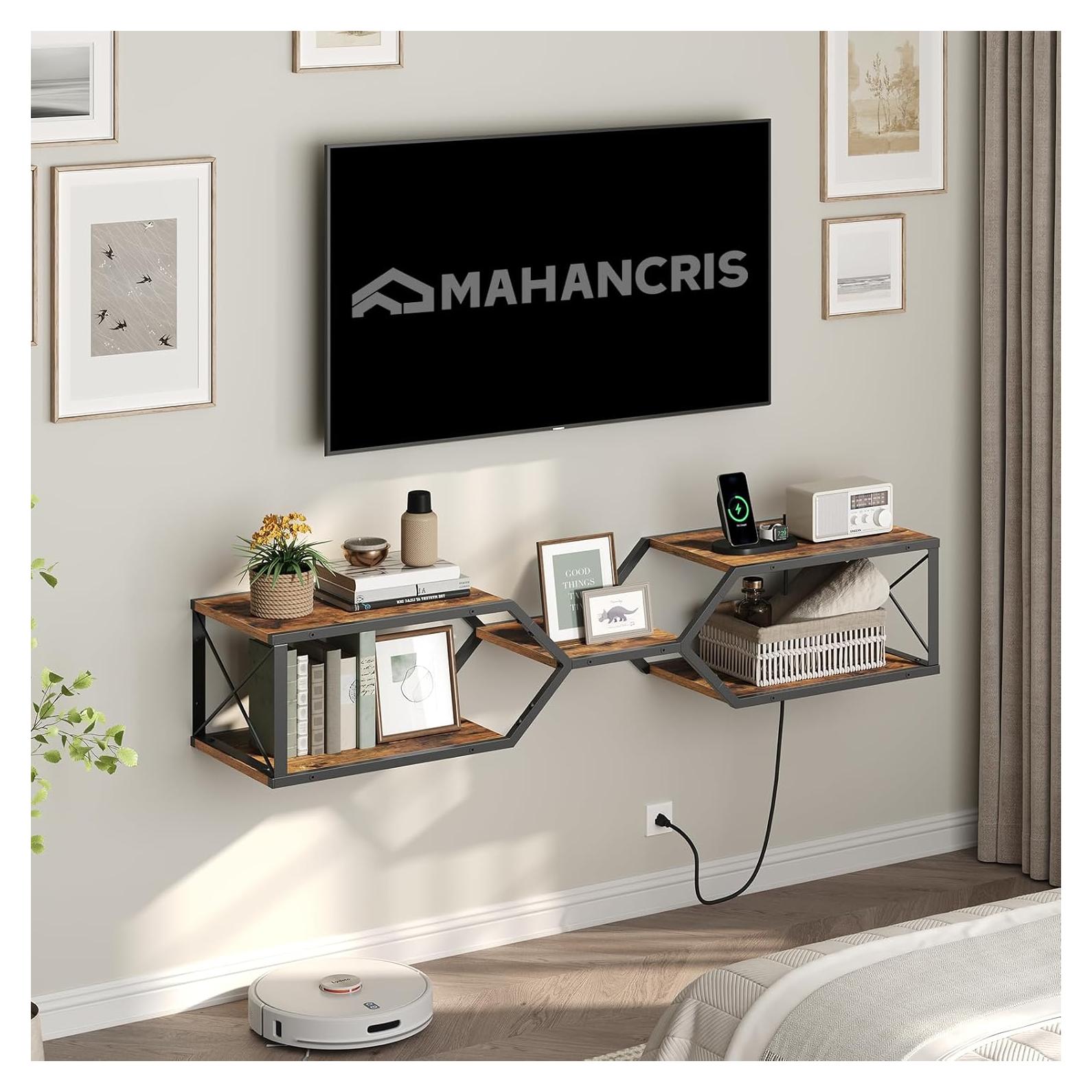 Soporte de TV Flotante MAHANCRIS Marrón Rústico 115x27.9x23.1cm