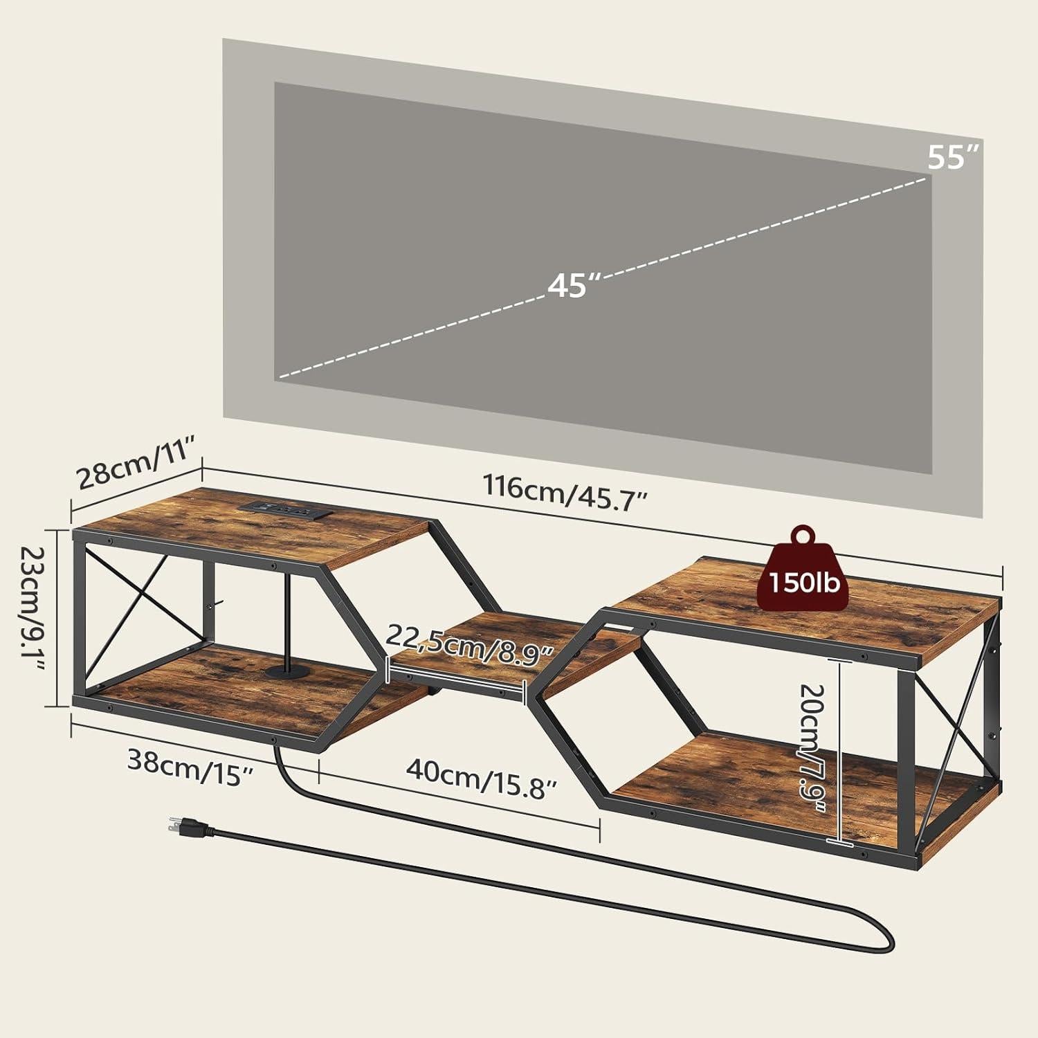 Soporte de TV Flotante MAHANCRIS Marrón Rústico 115x27.9x23.1cm