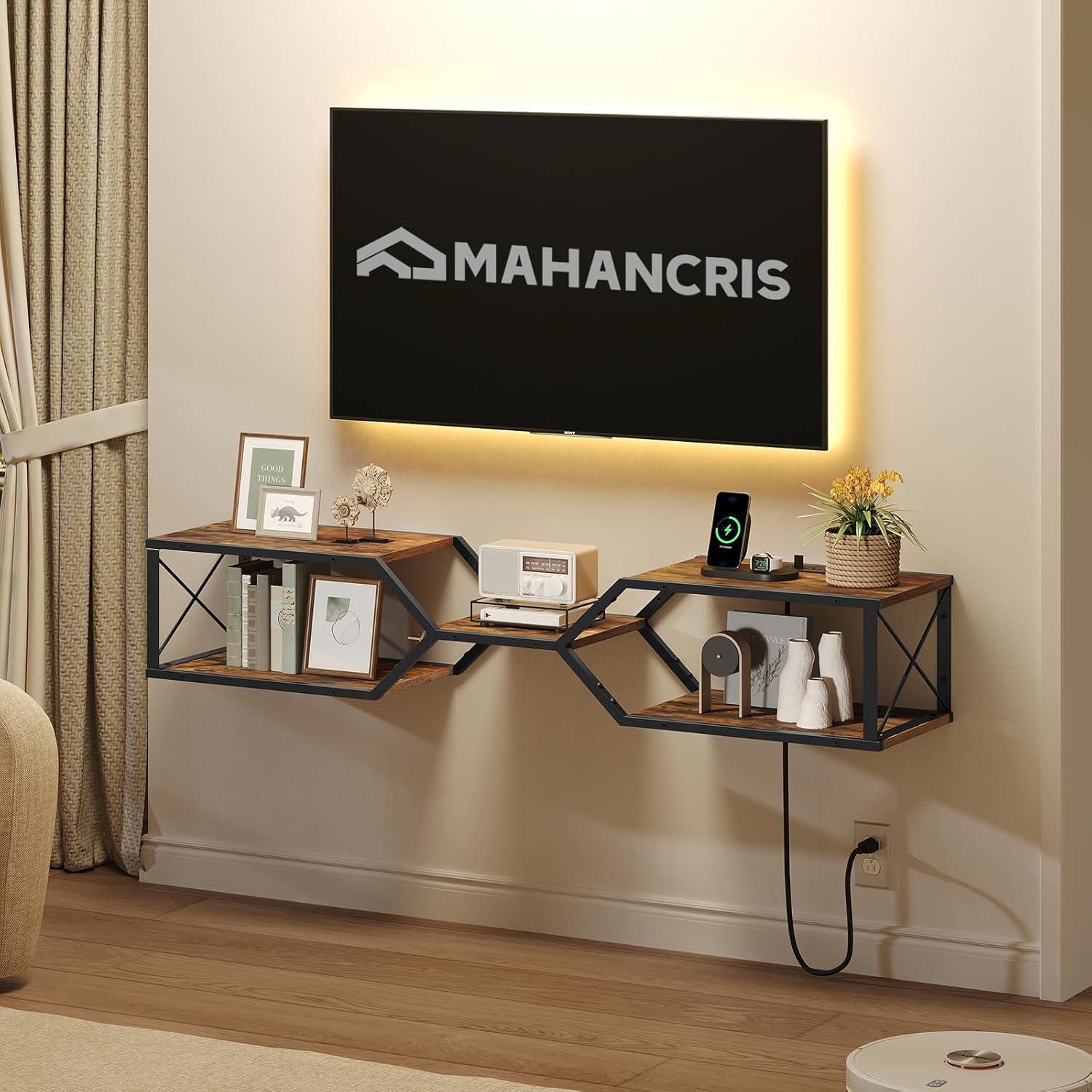 Soporte de TV Flotante MAHANCRIS Marrón Rústico 115x27.9x23.1cm