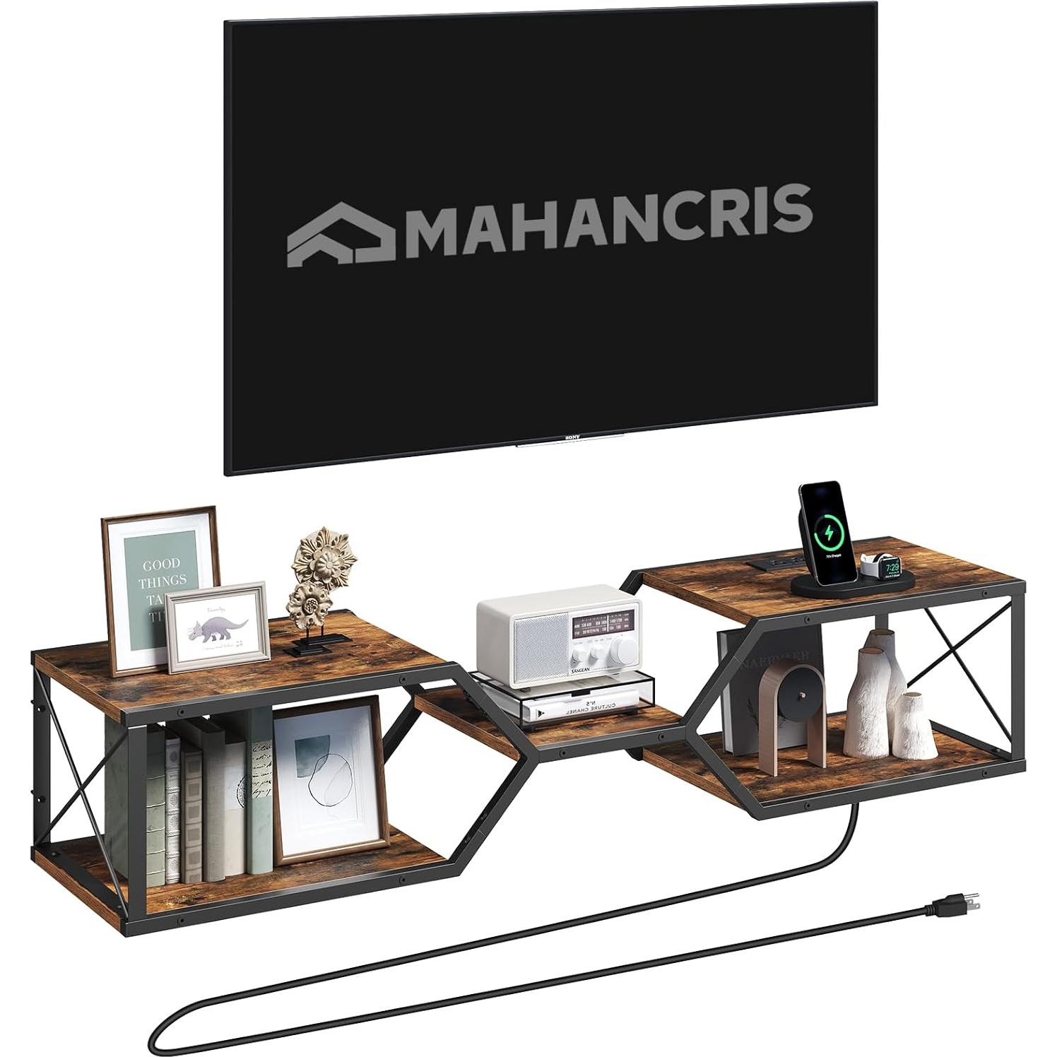 Soporte de TV Flotante MAHANCRIS Marrón Rústico 115x27.9x23.1cm