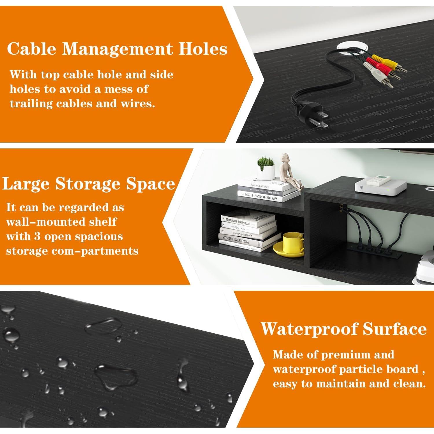 Soporte de TV Flotante IBUYKE WST007B 149.86 cm Negro