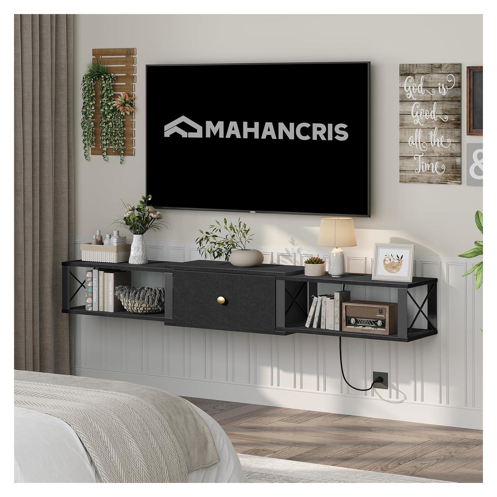 Soporte de TV Flotante MAHANCRIS 158.8x27.9x24.9cm Negro