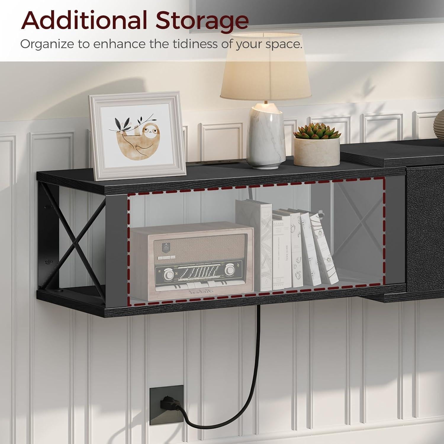 Soporte de TV Flotante MAHANCRIS 158.8x27.9x24.9cm Negro