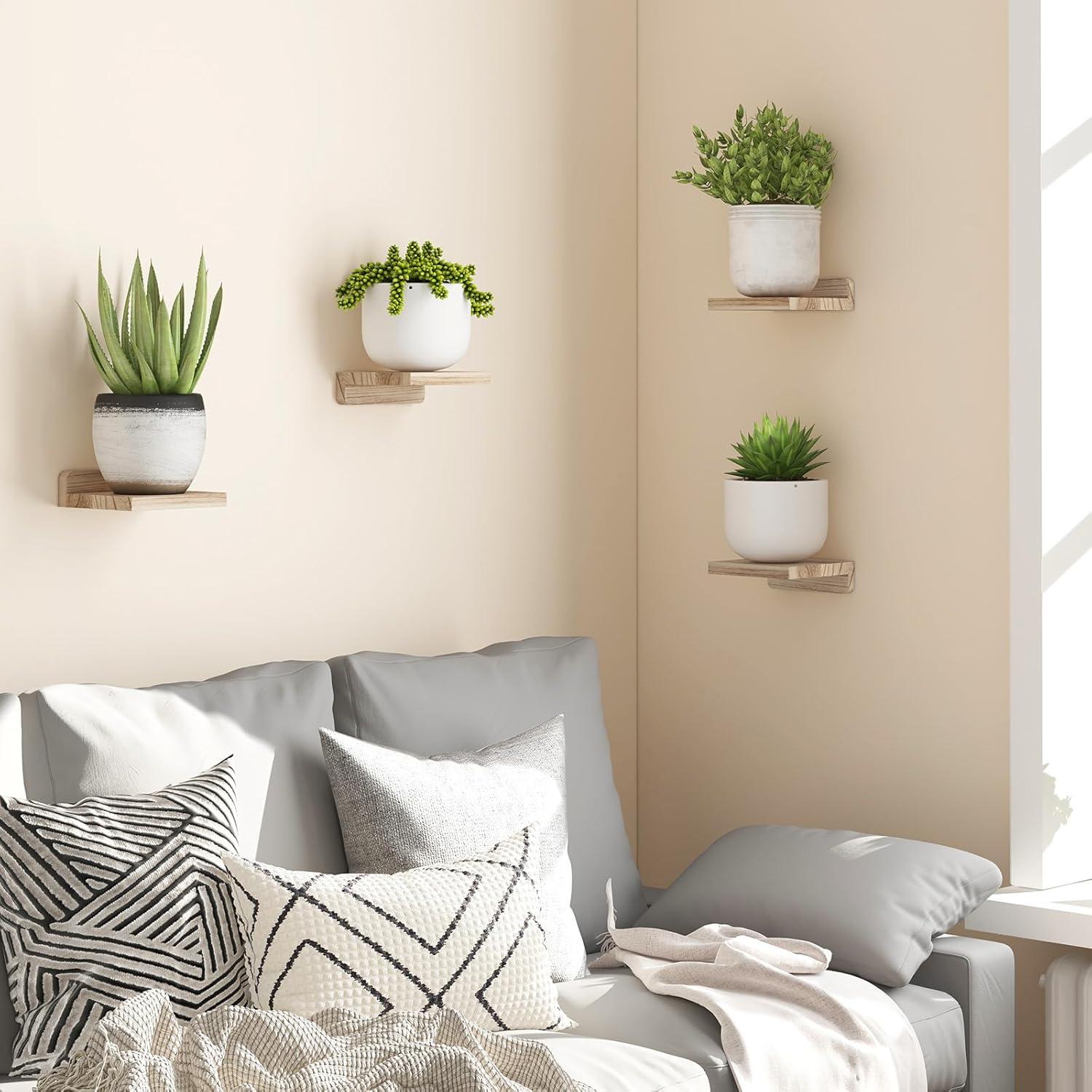 Estanterías Flotantes Fixwal 4 Unidades Madera Negra 5x5cm