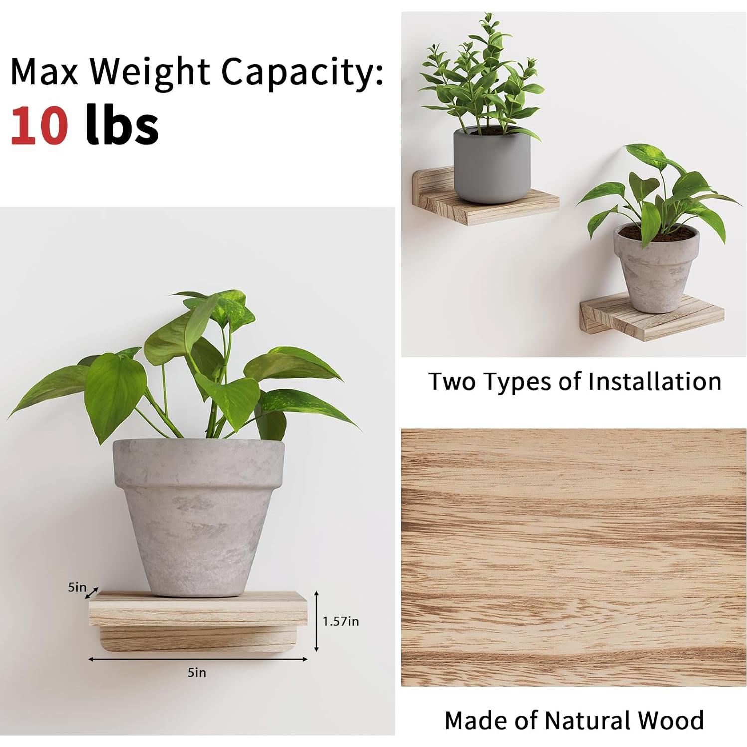 Estanterías Flotantes Fixwal 4 Unidades Madera Negra 5x5cm