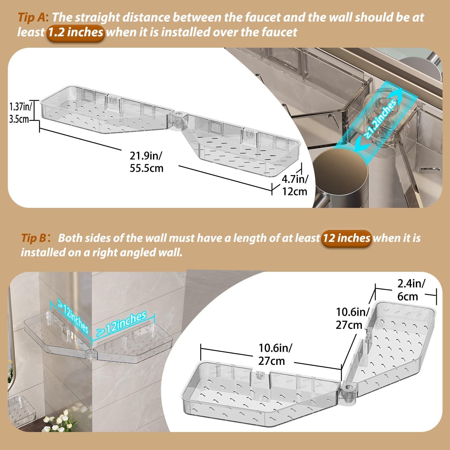 Caddy de Ducha Esquinero TCooSo 270° Transparente 11.9x11.4cm
