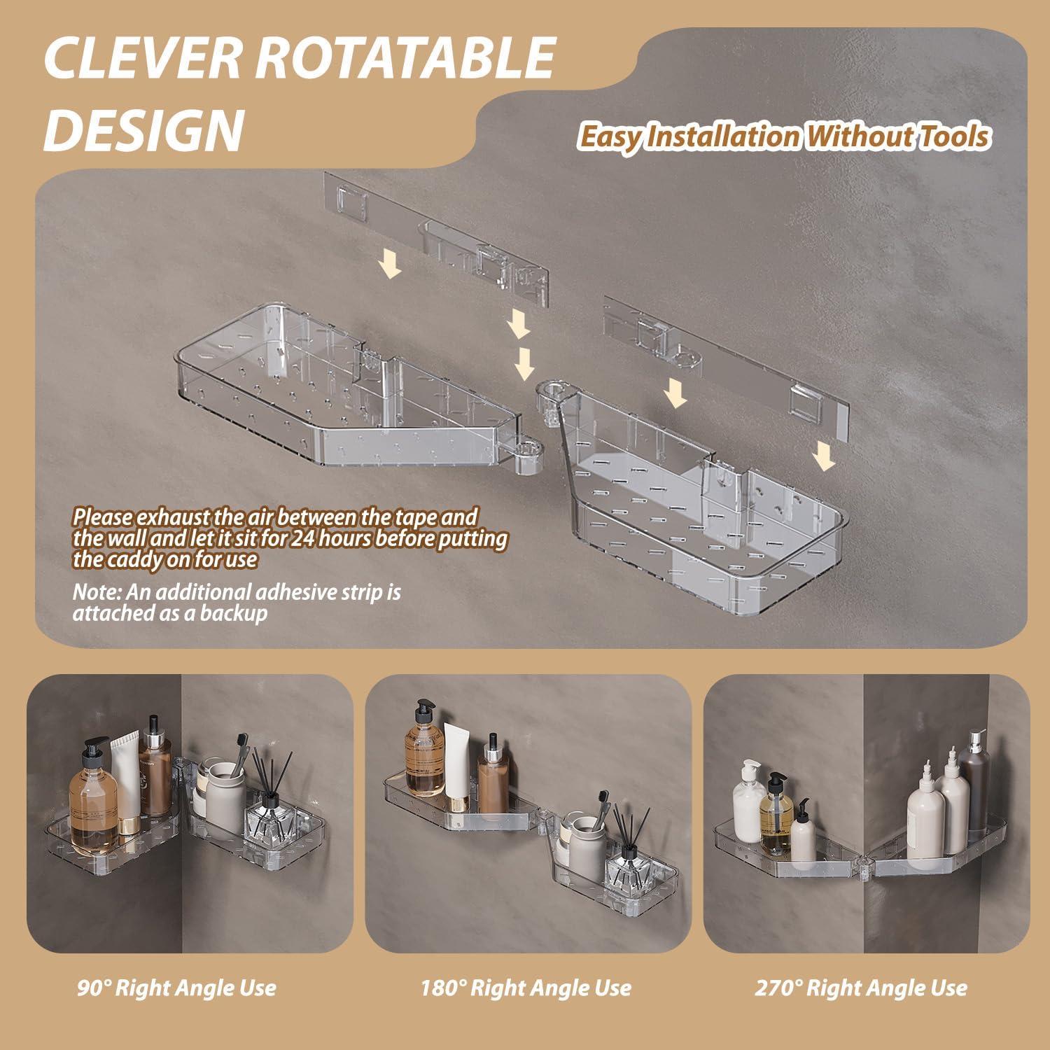 Caddy de Ducha Esquinero TCooSo 270° Transparente 11.9x11.4cm