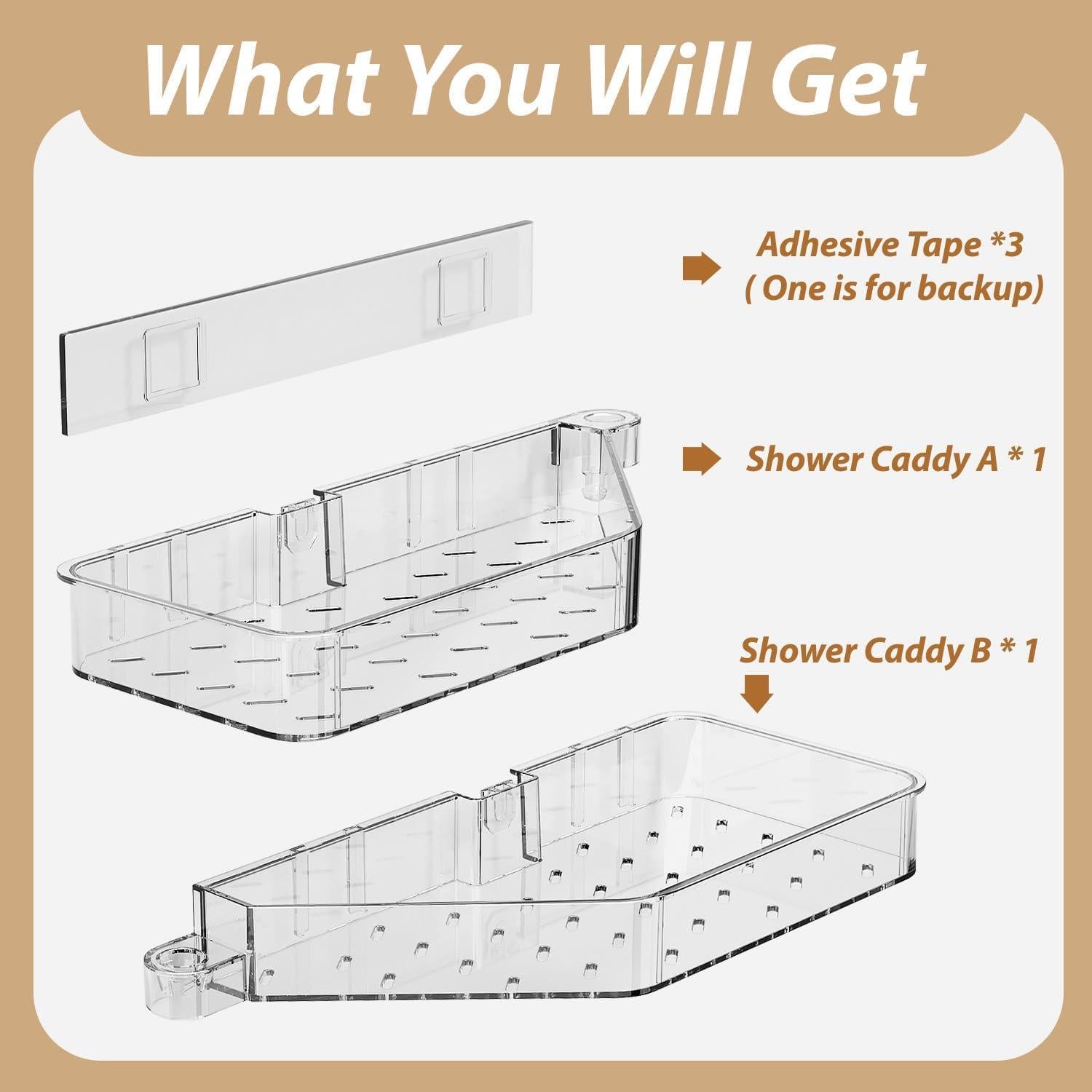 Caddy de Ducha Esquinero TCooSo 270° Transparente 11.9x11.4cm