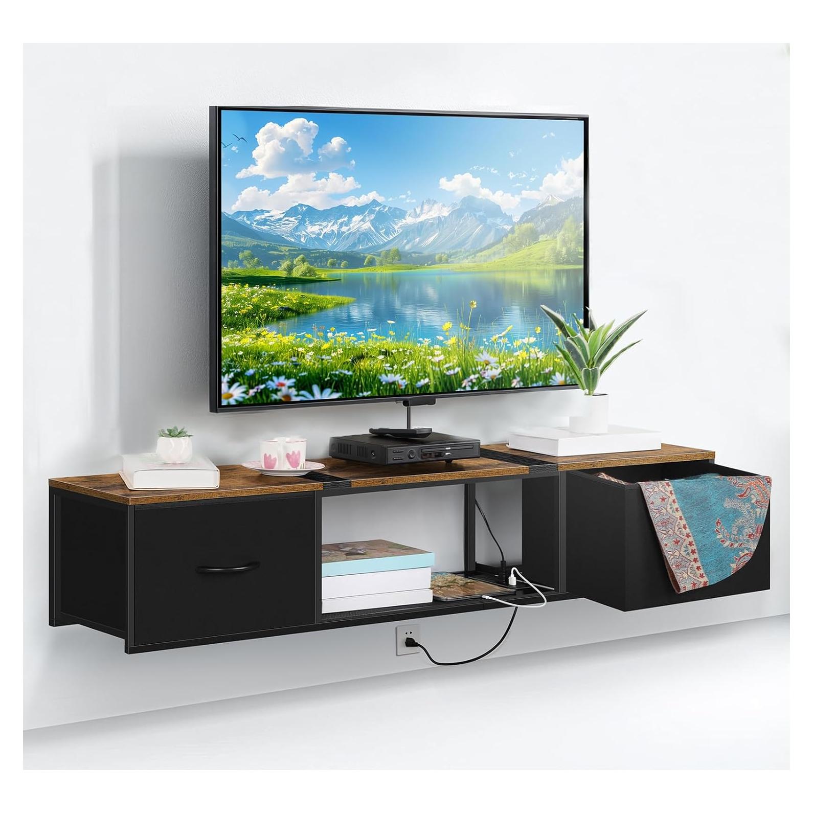 Soporte de TV Flotante Vrisa Marrón 50" con Salida de Energía