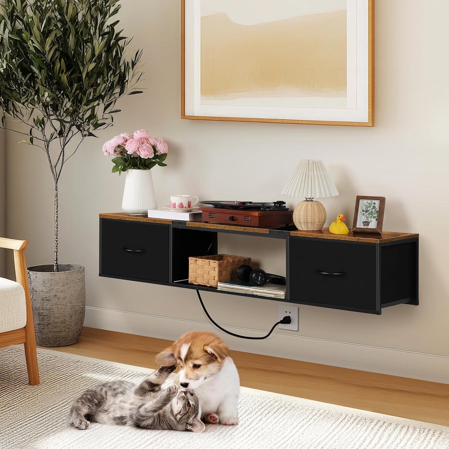 Soporte de TV Flotante Vrisa Marrón 50" con Salida de Energía