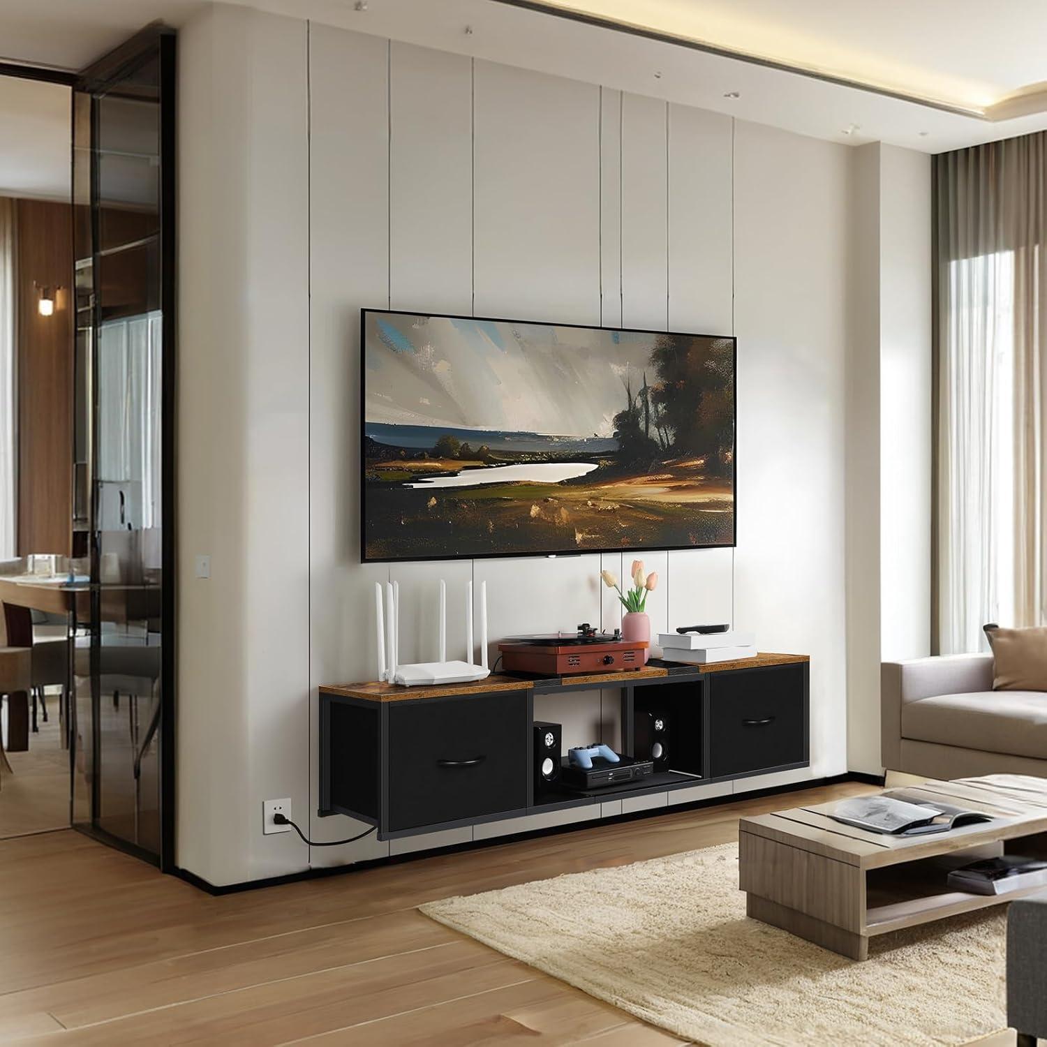 Soporte de TV Flotante Vrisa Marrón 50" con Salida de Energía