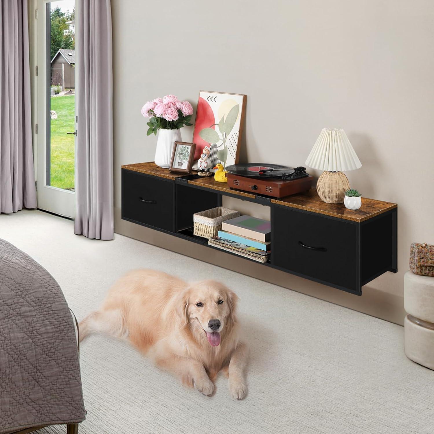 Soporte de TV Flotante Vrisa Marrón 50" con Salida de Energía