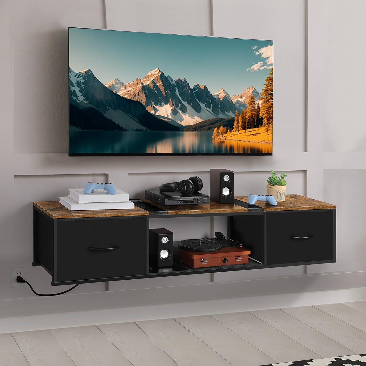 Soporte de TV Flotante Vrisa Marrón 50" con Salida de Energía