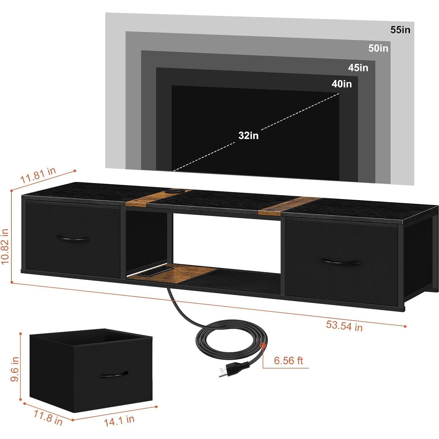 Soporte de TV Flotante Vrisa Marrón 50" con Salida de Energía