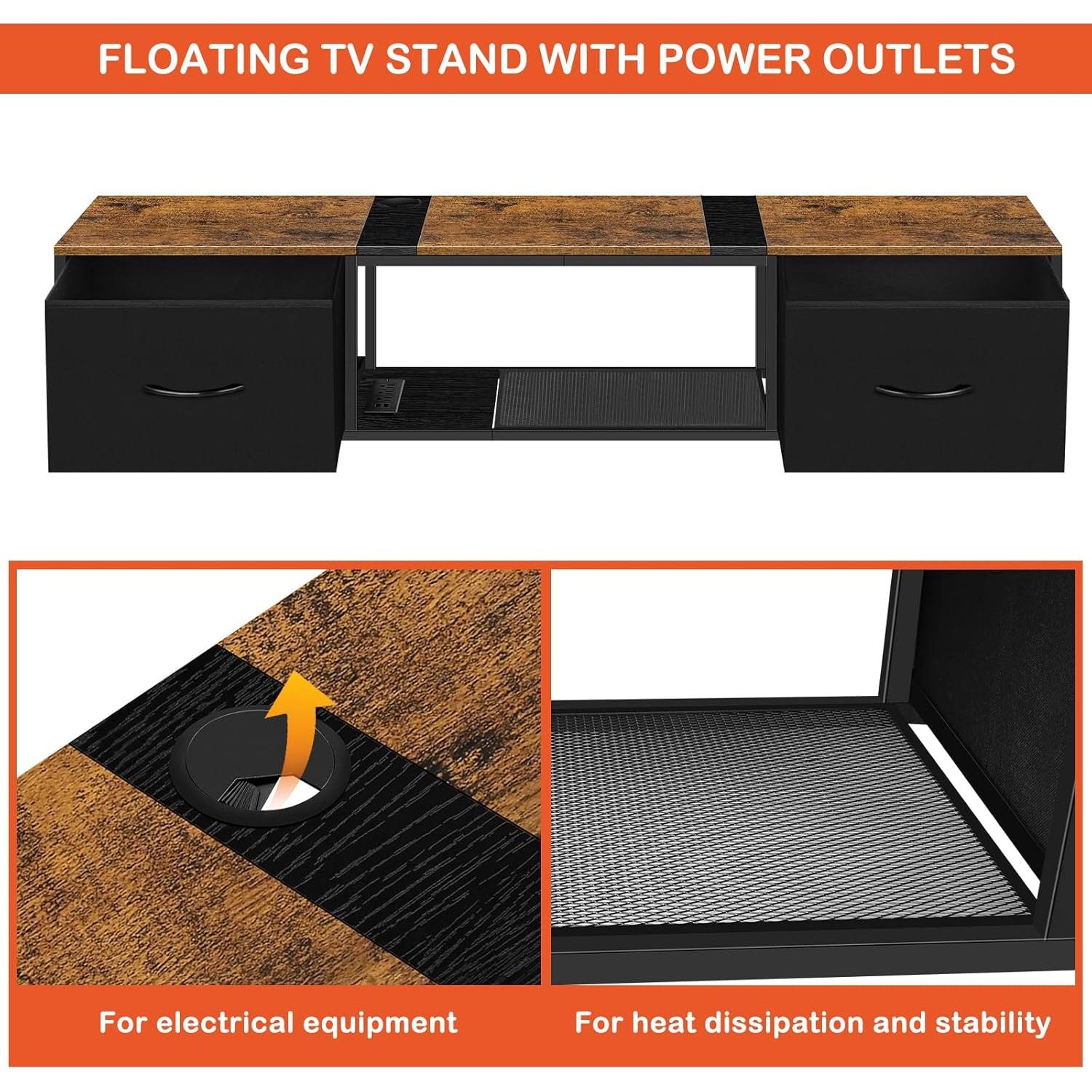 Soporte de TV Flotante Vrisa Marrón 50" con Salida de Energía