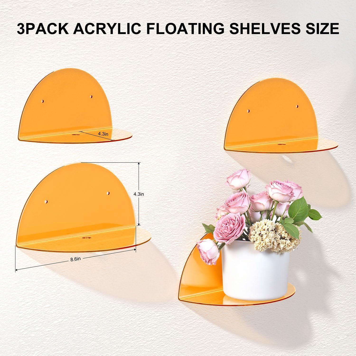 Paquete de 3 estantes de acrílico Venlus 22x11 cm para pared