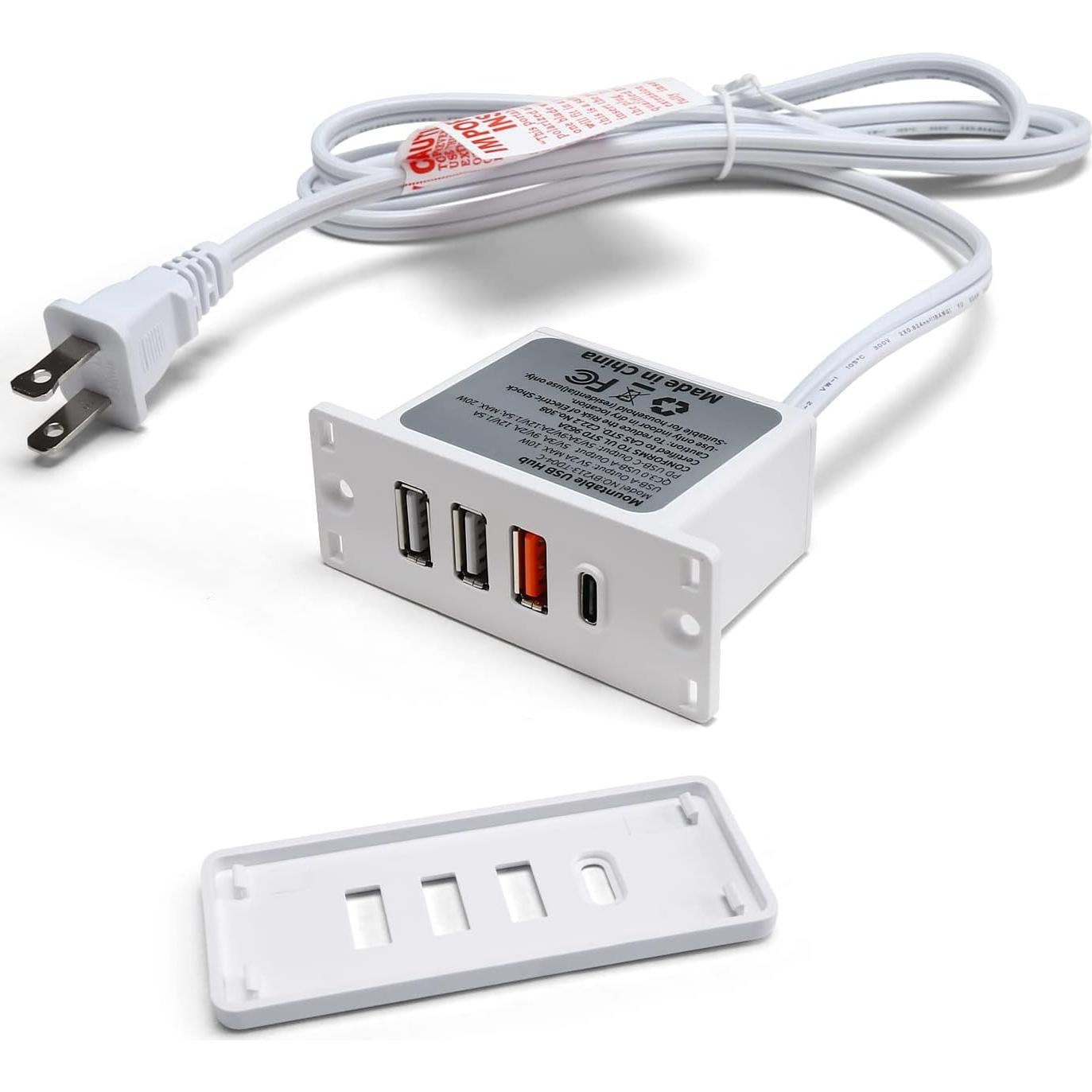 Enchufe USB C Potenciado 4 Puertos 20W 4 LEAF Blanco