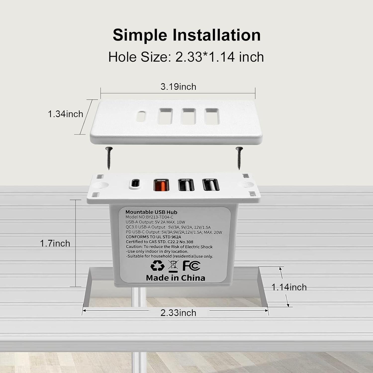 Enchufe USB C Potenciado 4 Puertos 20W 4 LEAF Blanco
