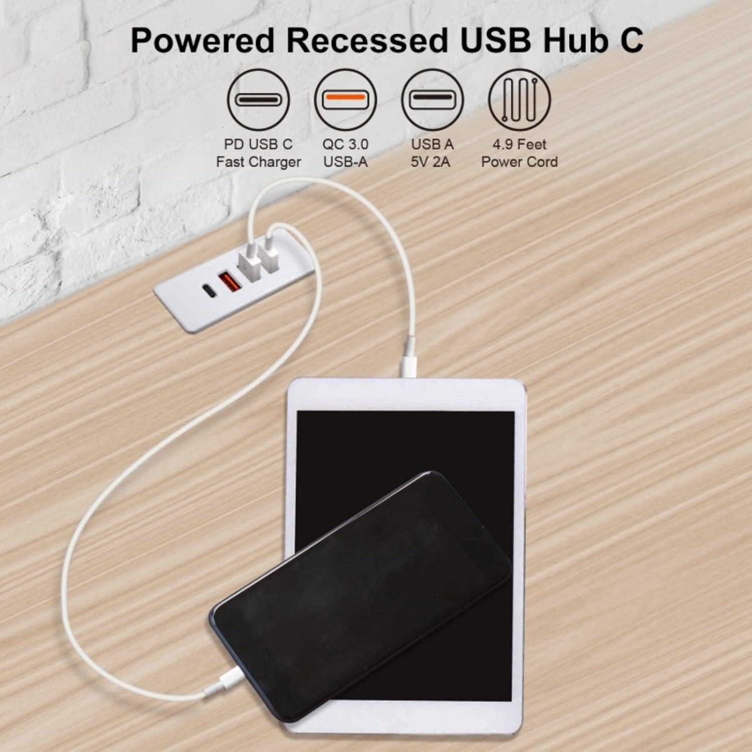 Enchufe USB C Potenciado 4 Puertos 20W 4 LEAF Blanco
