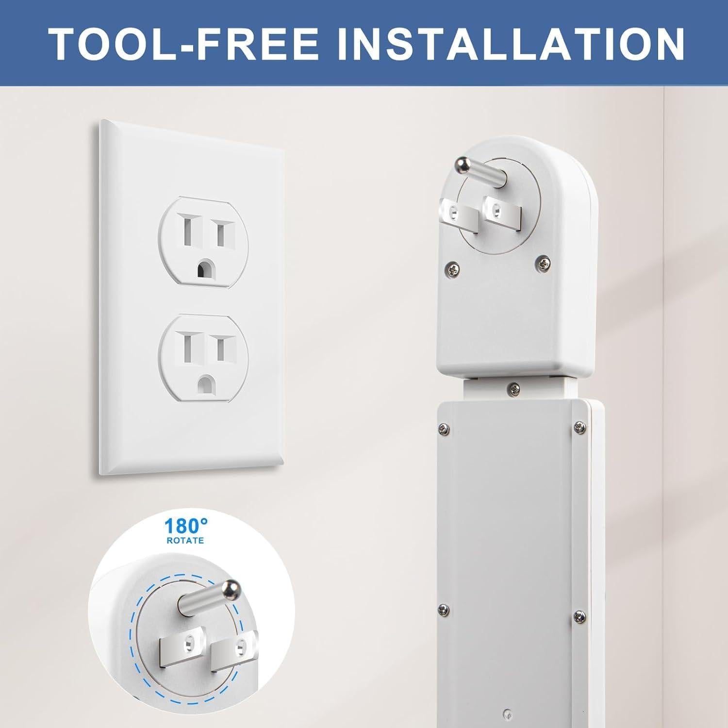 Extensor de Enchufe Eléctrico Haodsso 2AC 1USB-A 1USB-C 55.88-86.36cm