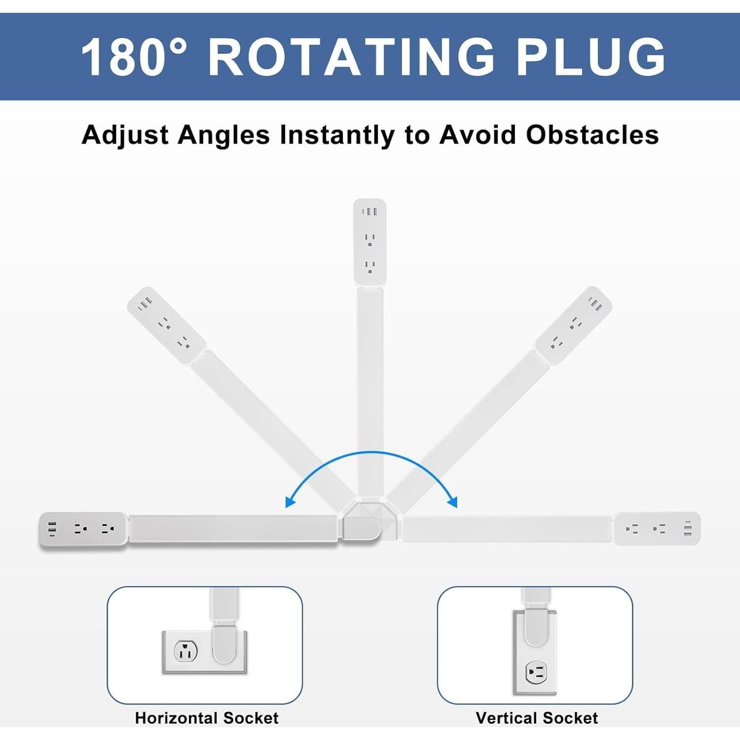 Extensor de Enchufe Eléctrico Haodsso 2AC 1USB-A 1USB-C 55.88-86.36cm