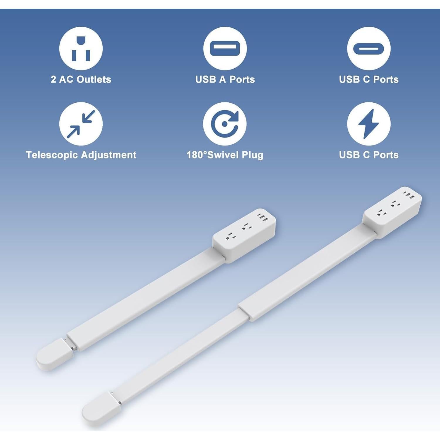 Extensor de Enchufe Eléctrico Haodsso 2AC 1USB-A 1USB-C 55.88-86.36cm