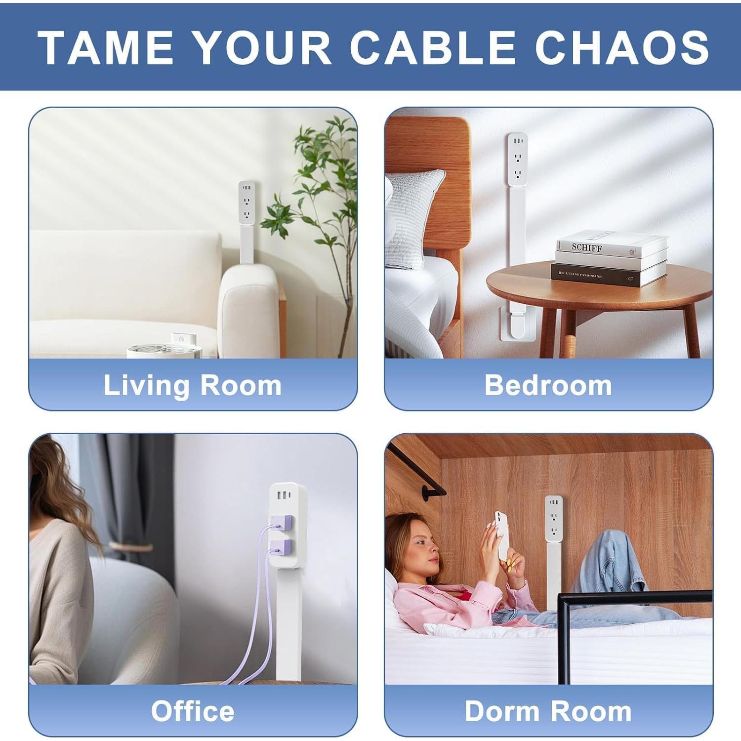 Extensor de Enchufe Eléctrico Haodsso 2AC 1USB-A 1USB-C 55.88-86.36cm