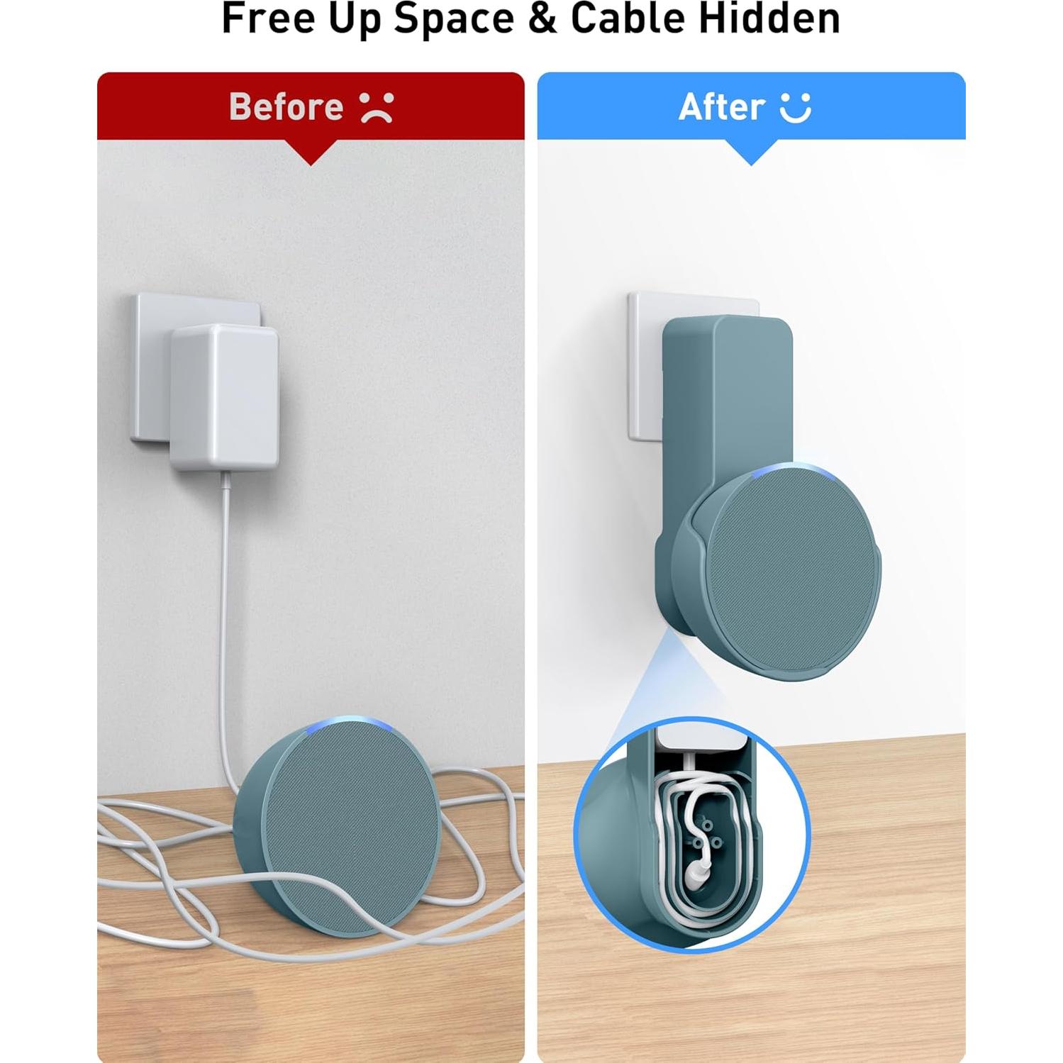 Soporte de Pared Maxonar Pop Verde - Sin Taladros, Oculta Cable