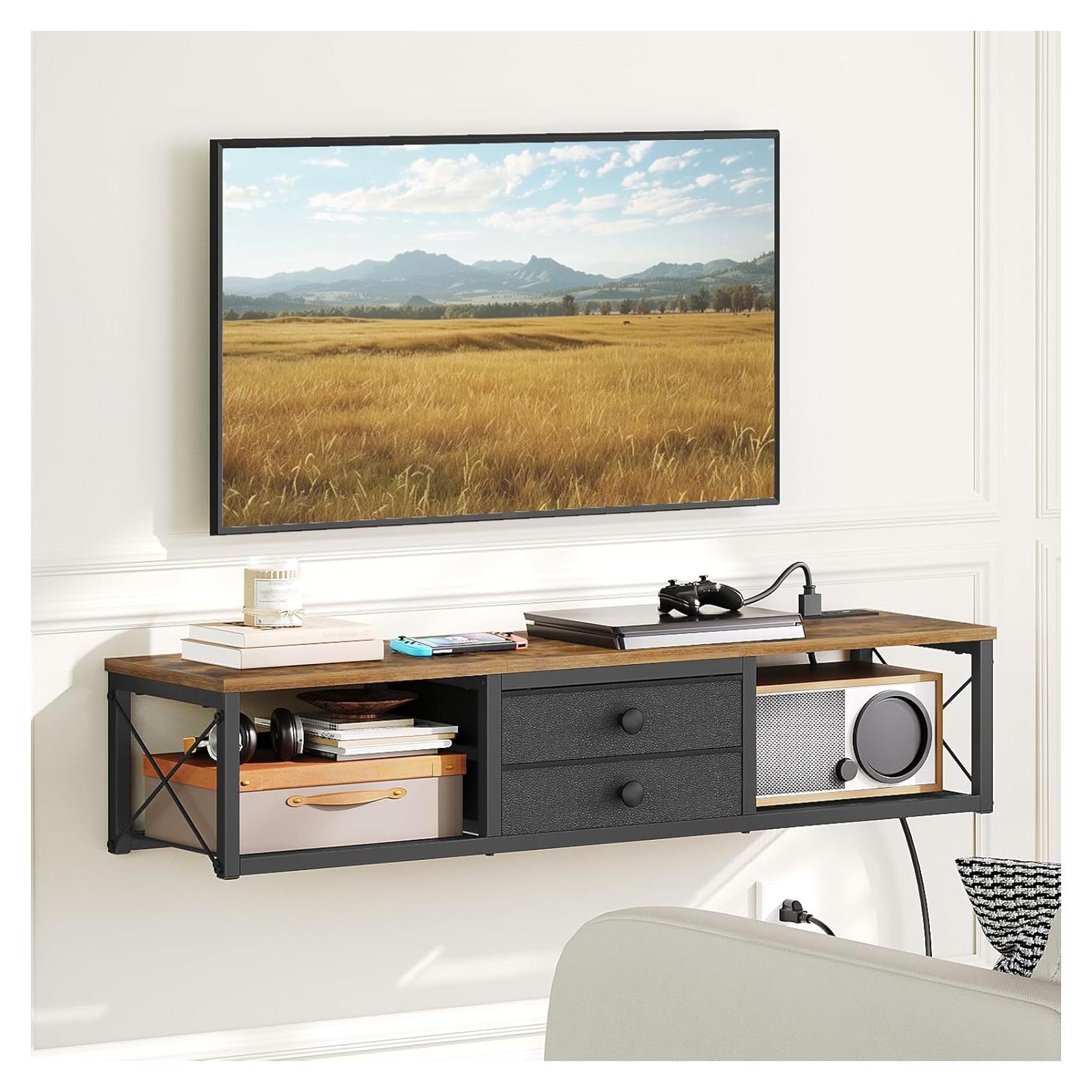 Soporte de TV flotante YATINEY DS04UBR con tomas de corriente