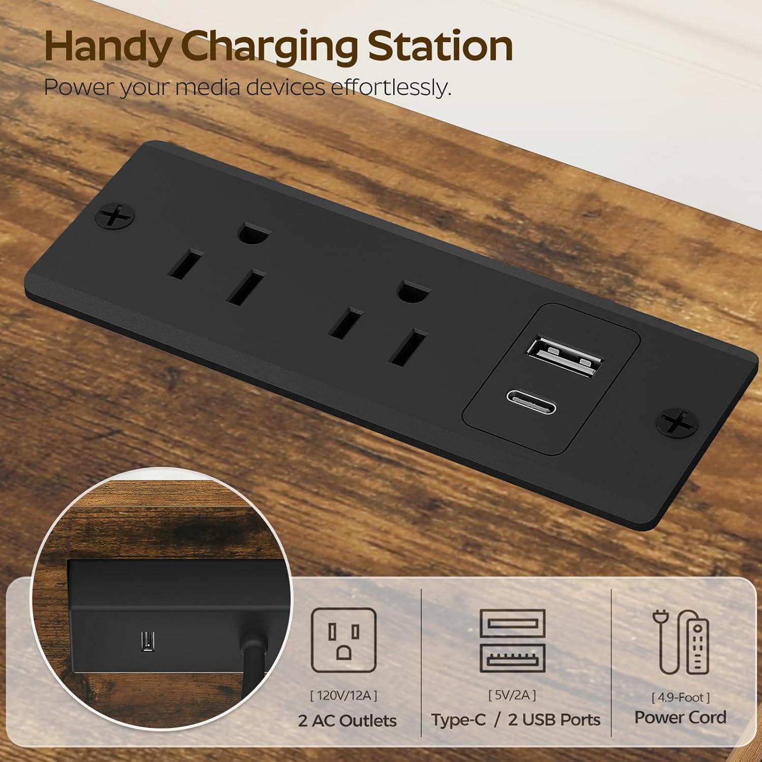 Soporte de TV flotante YATINEY DS04UBR con tomas de corriente